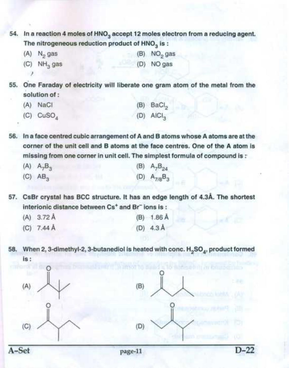 PU CET UG 2017 MSc (Chemistry) Question Paper - Page 10