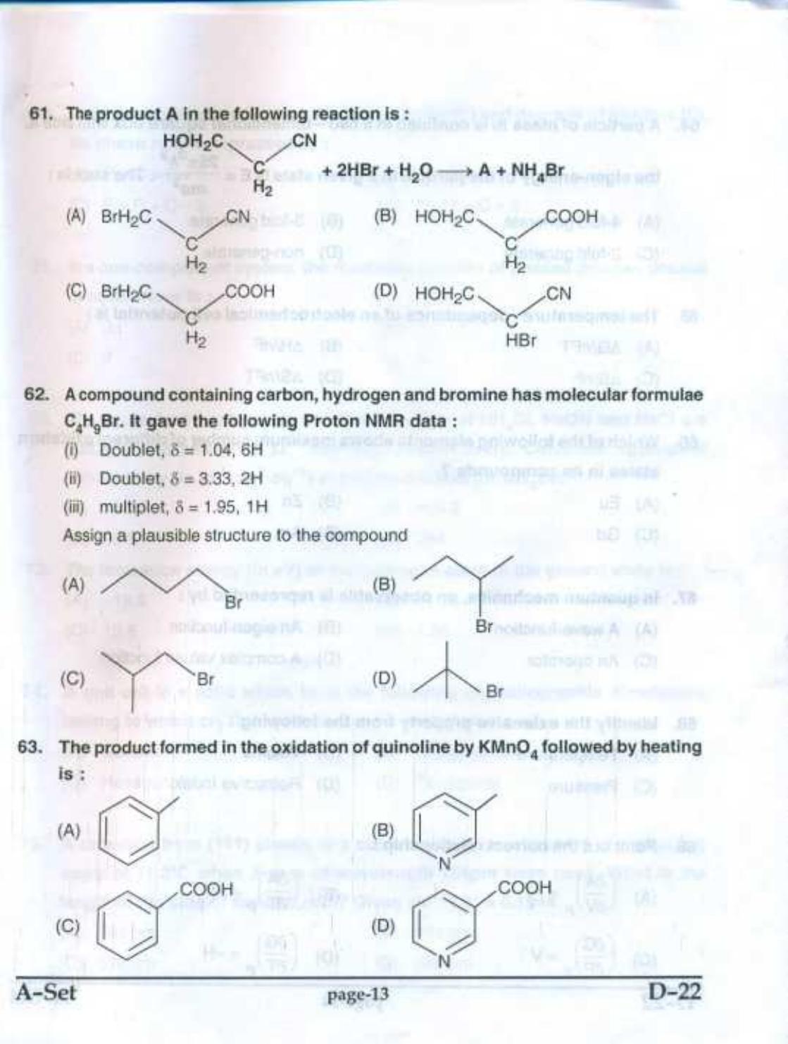 PU CET UG 2017 MSc (Chemistry) Question Paper - Page 12