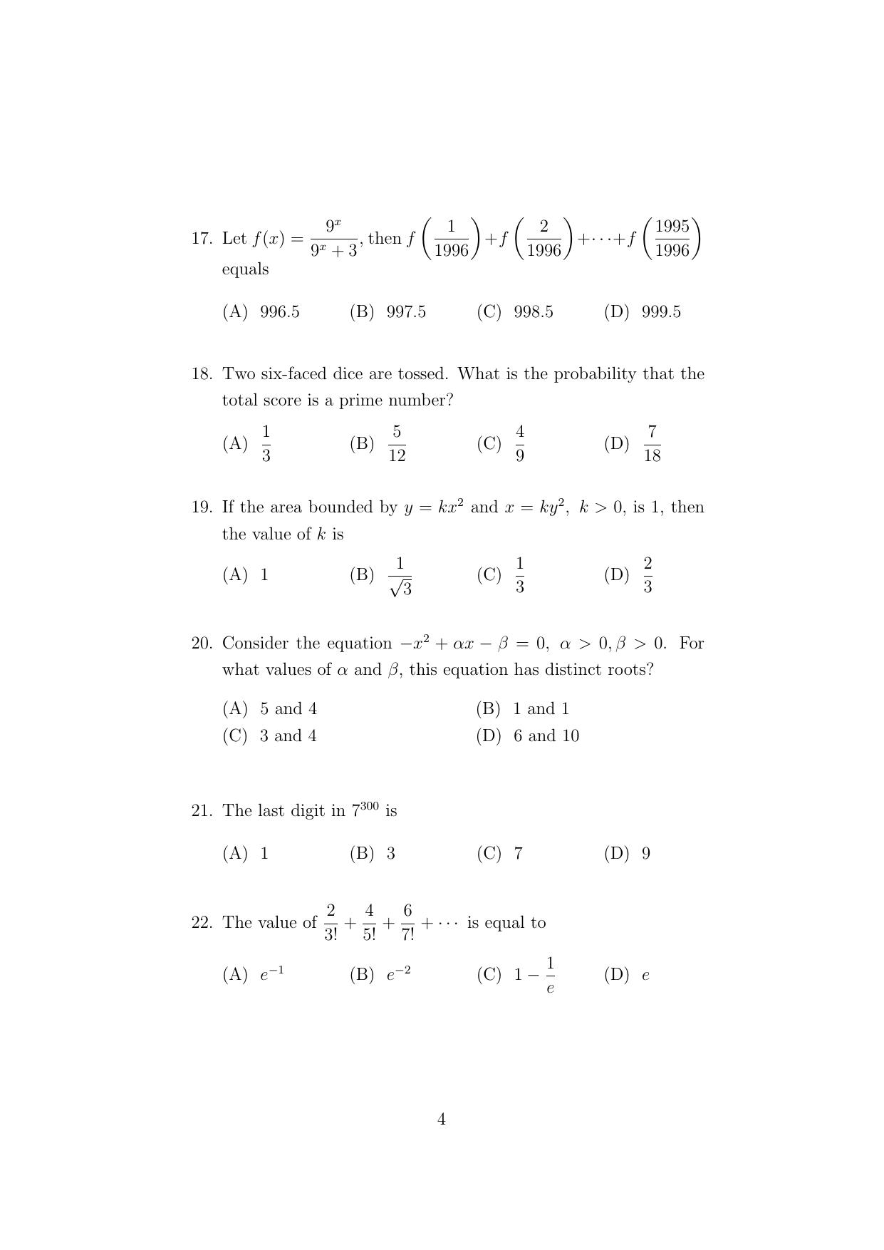 ISI Admission Test M.S. Quality Management Science (QMA) 2024 Sample Paper - Page 4
