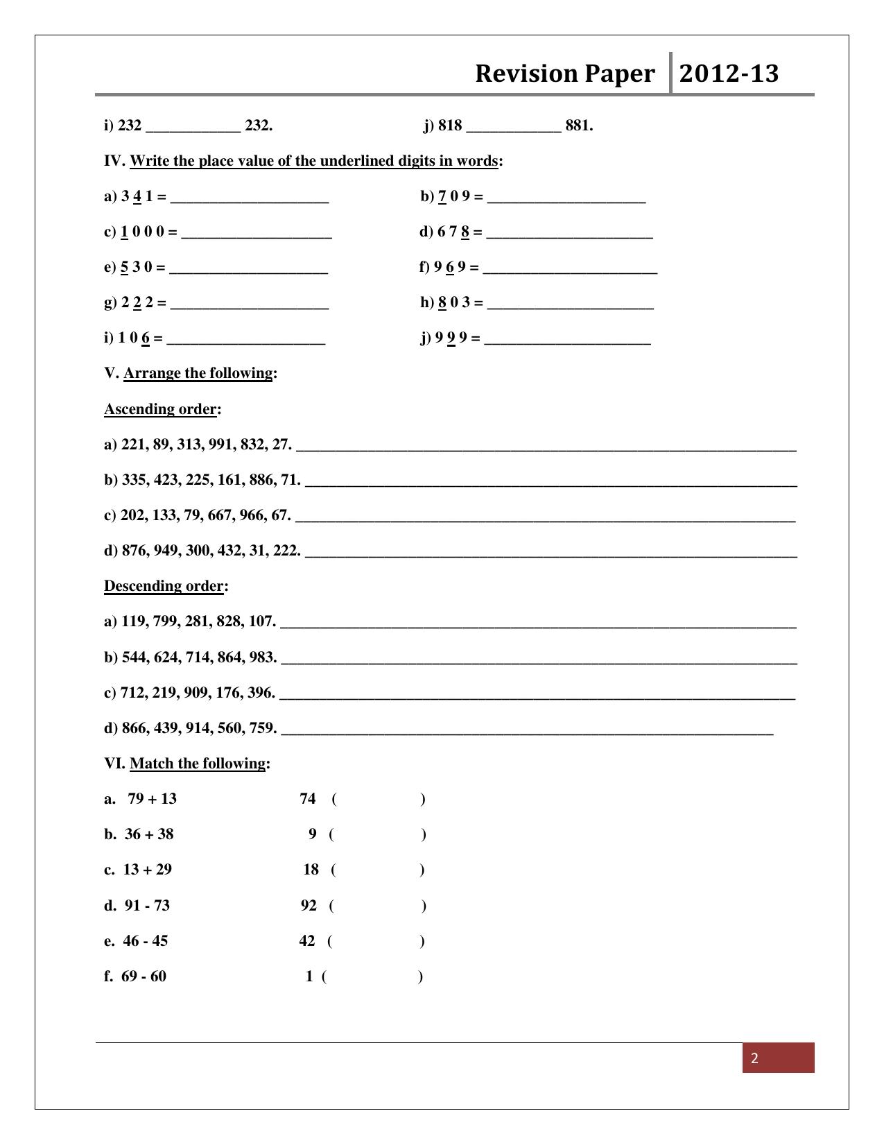 Worksheets for Class 2 Maths Assignment 26 - Page 2