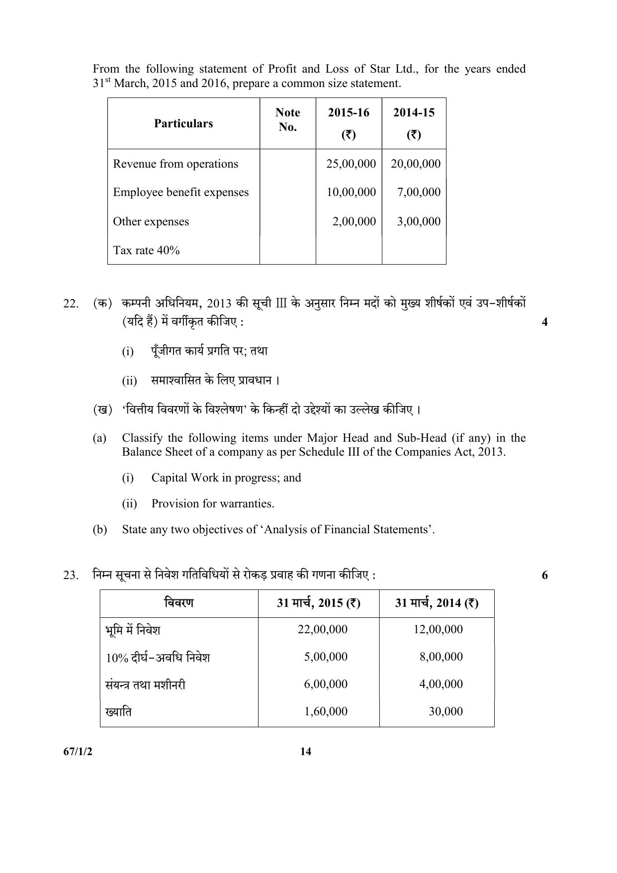 CBSE Class 12 67-1-2 (Accountancy) 2017-comptt Question Paper - Page 14