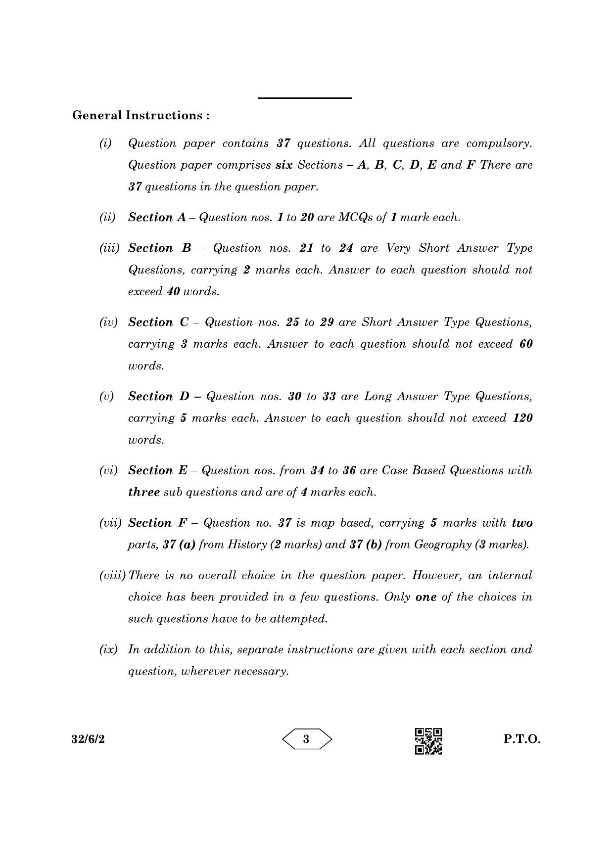 CBSE Class 10 32-6-2 Social Science 2023 Question Paper - Page 3