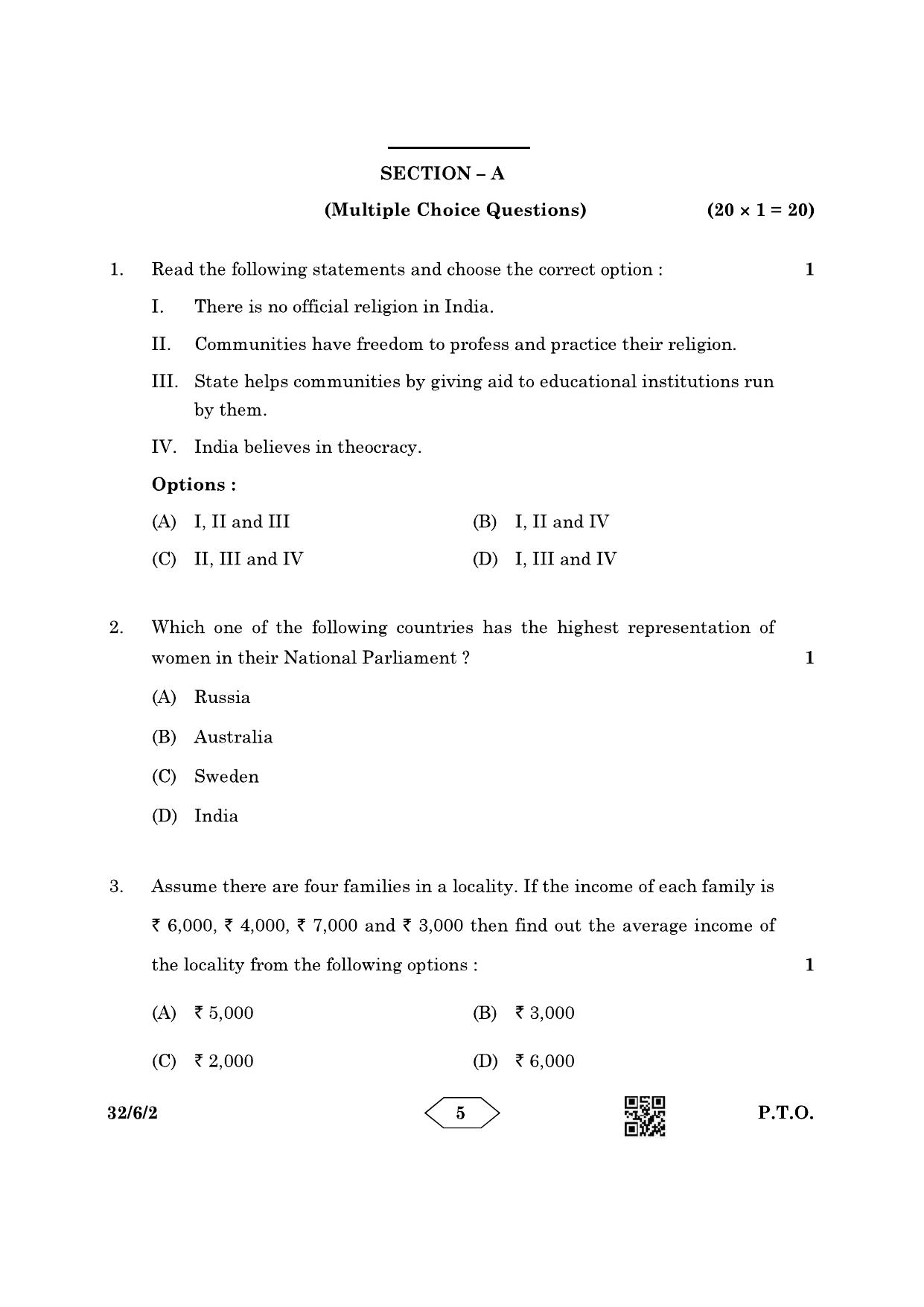 CBSE Class 10 32-6-2 Social Science 2023 Question Paper - Page 5