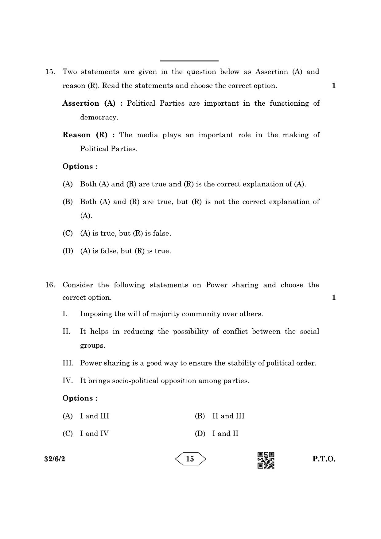 CBSE Class 10 32-6-2 Social Science 2023 Question Paper - Page 15