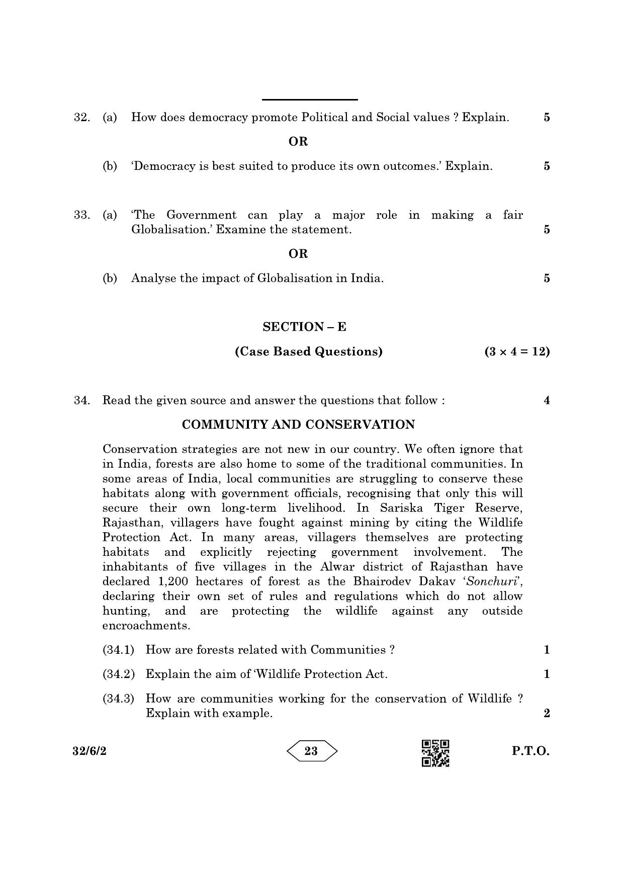 CBSE Class 10 32-6-2 Social Science 2023 Question Paper - Page 23
