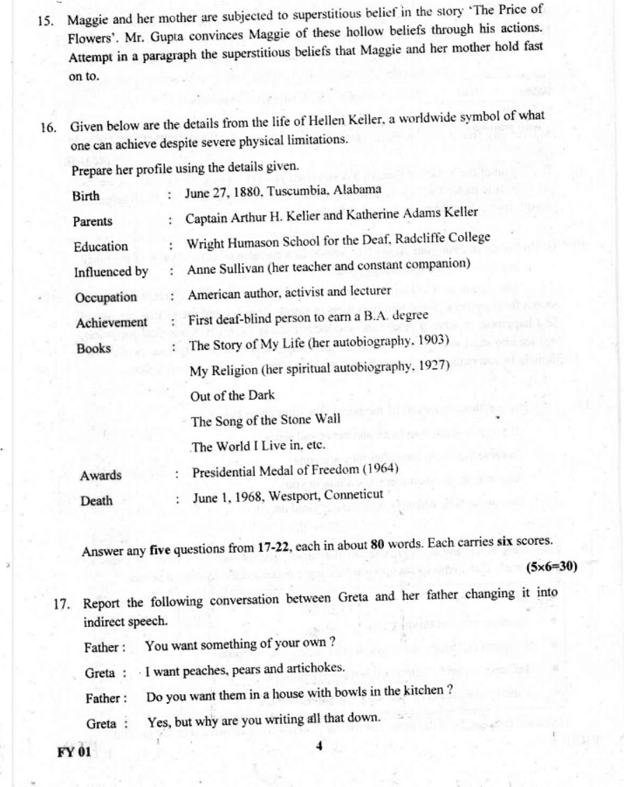 Kerala Plus One 2019 English Question Paper - Page 4