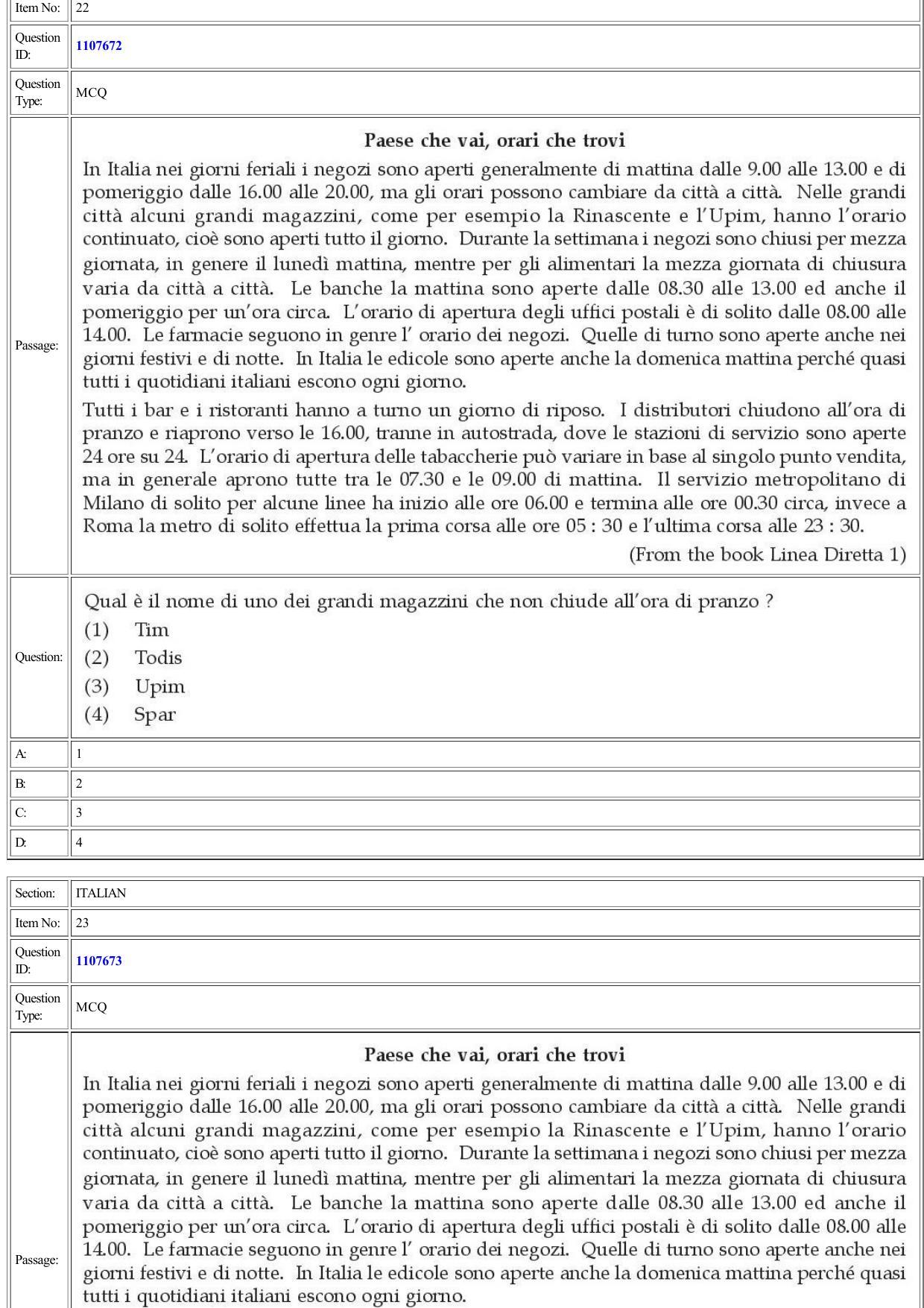 CUET 2022 Question Paper of Italian - Page 18