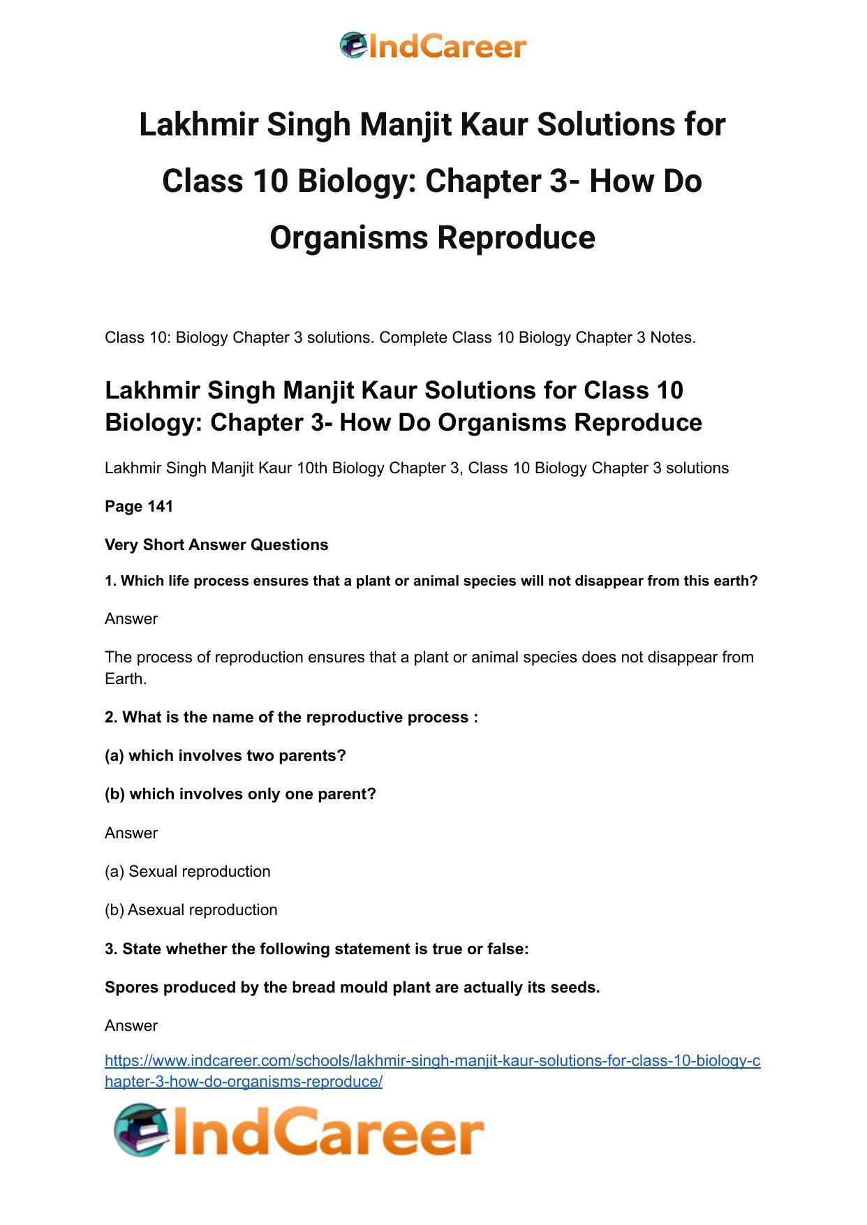Lakhmir Singh Manjit Kaur  Solutions for Class 10 Biology: Chapter 3- How Do Organisms Reproduce - Page 2