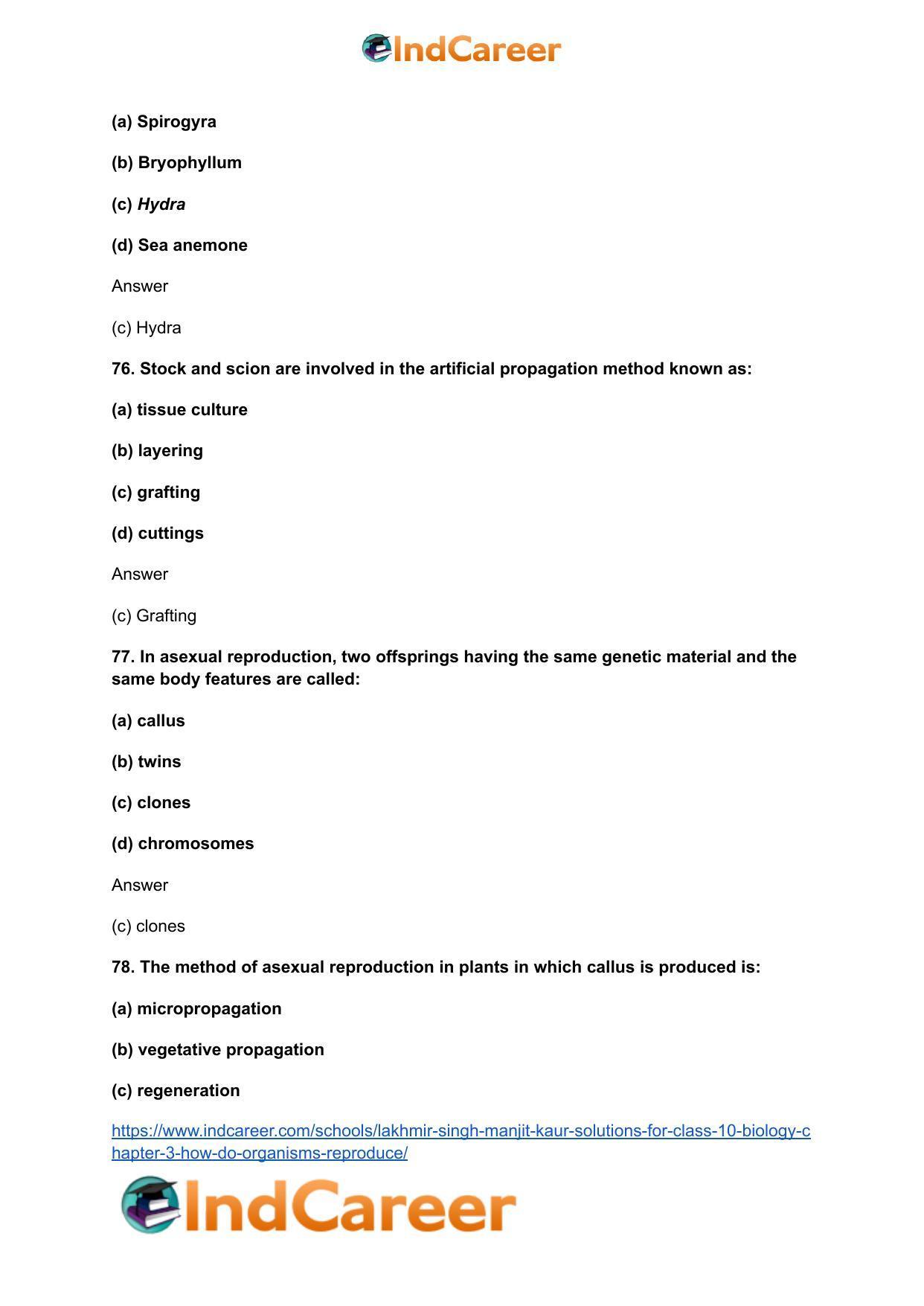Lakhmir Singh Manjit Kaur  Solutions for Class 10 Biology: Chapter 3- How Do Organisms Reproduce - Page 30