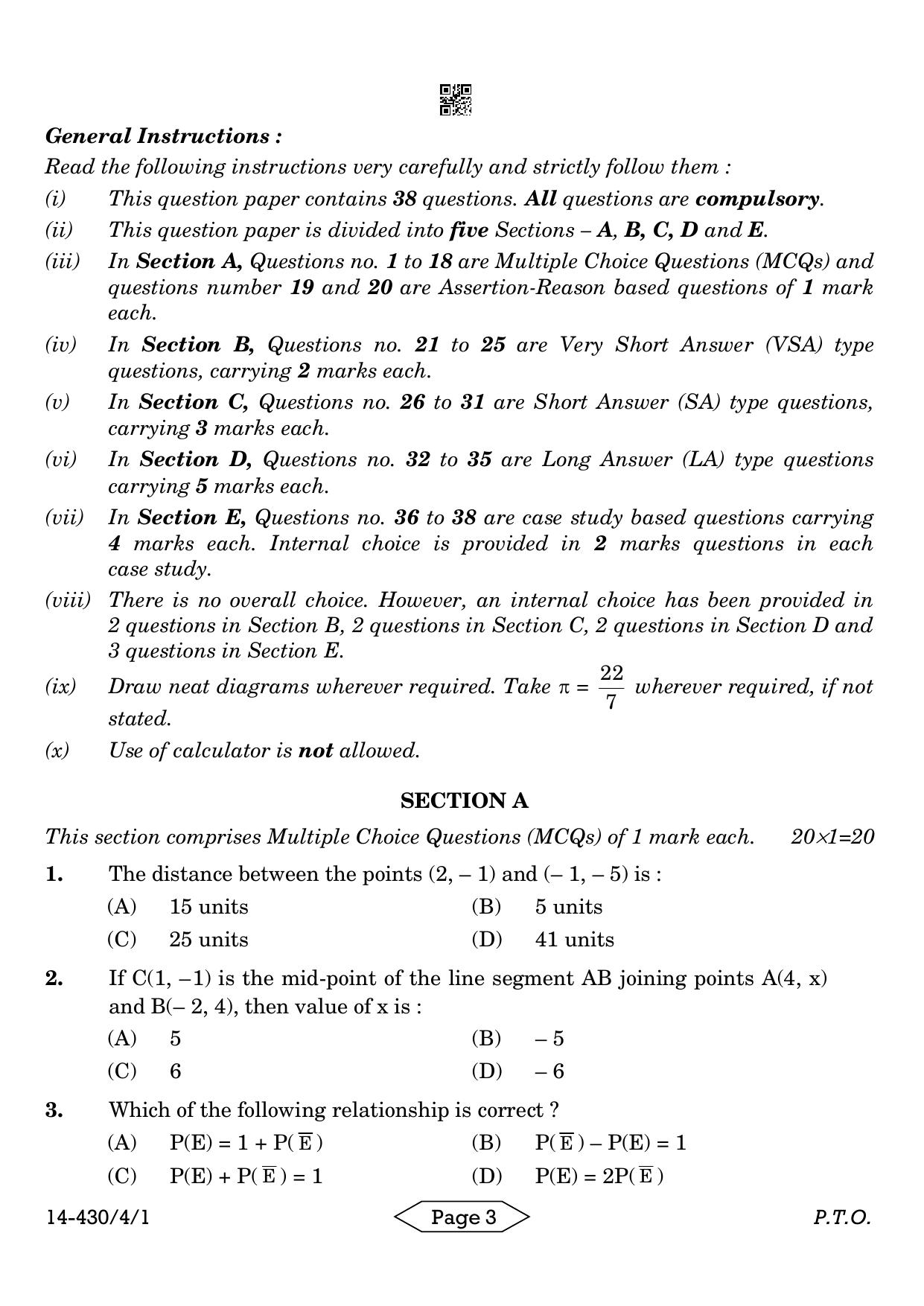CBSE Class 10 430-4-1 Mathematics Basic 2024 Question Paper - Page 3
