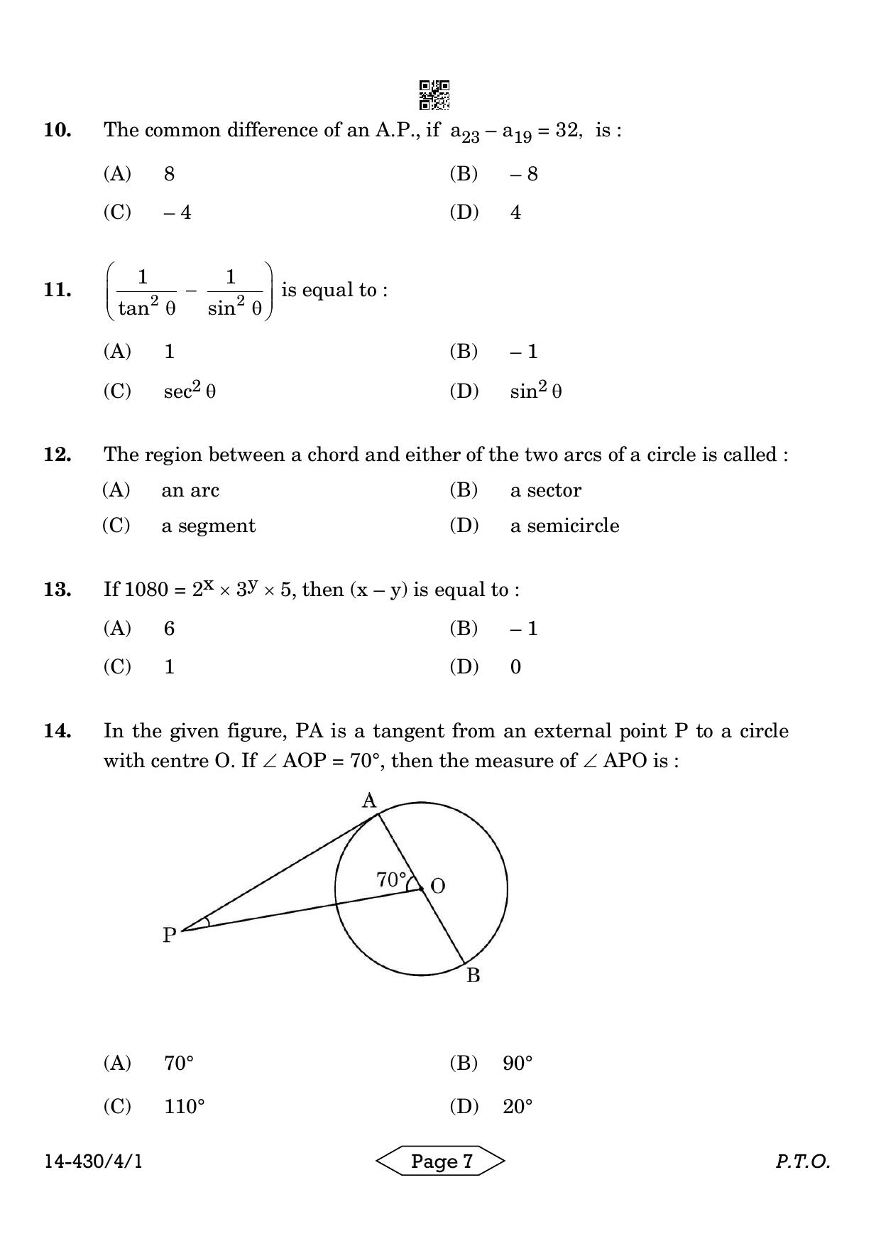 CBSE Class 10 430-4-1 Mathematics Basic 2024 Question Paper - Page 7