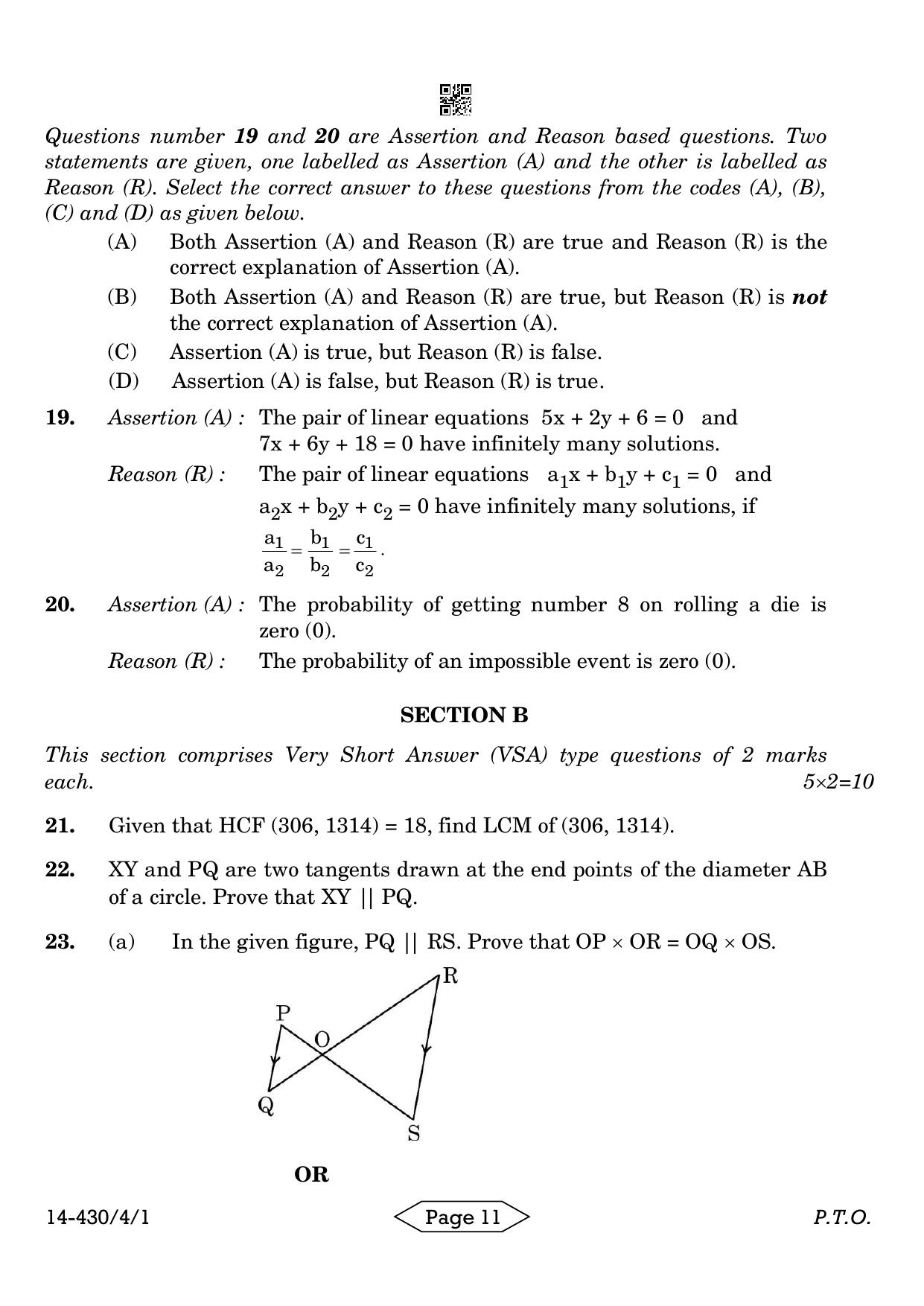CBSE Class 10 430-4-1 Mathematics Basic 2024 Question Paper - Page 11