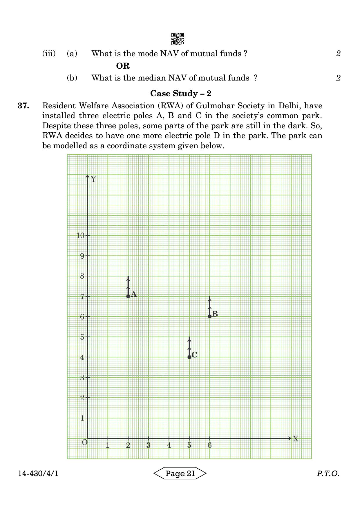 CBSE Class 10 430-4-1 Mathematics Basic 2024 Question Paper - Page 21