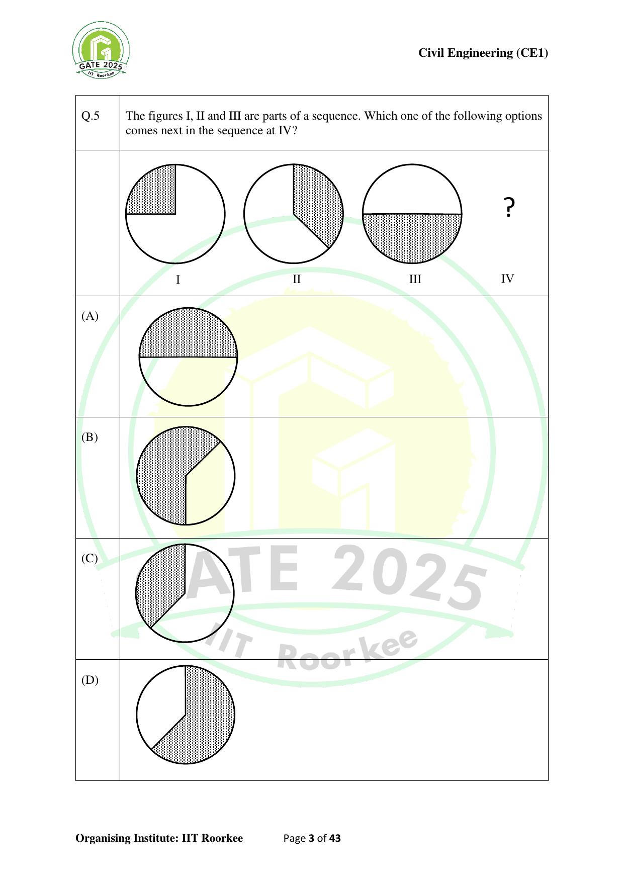 GATE 2025 Civil Engineering (CE-1) (Forenoon) Question Paper - Page 3