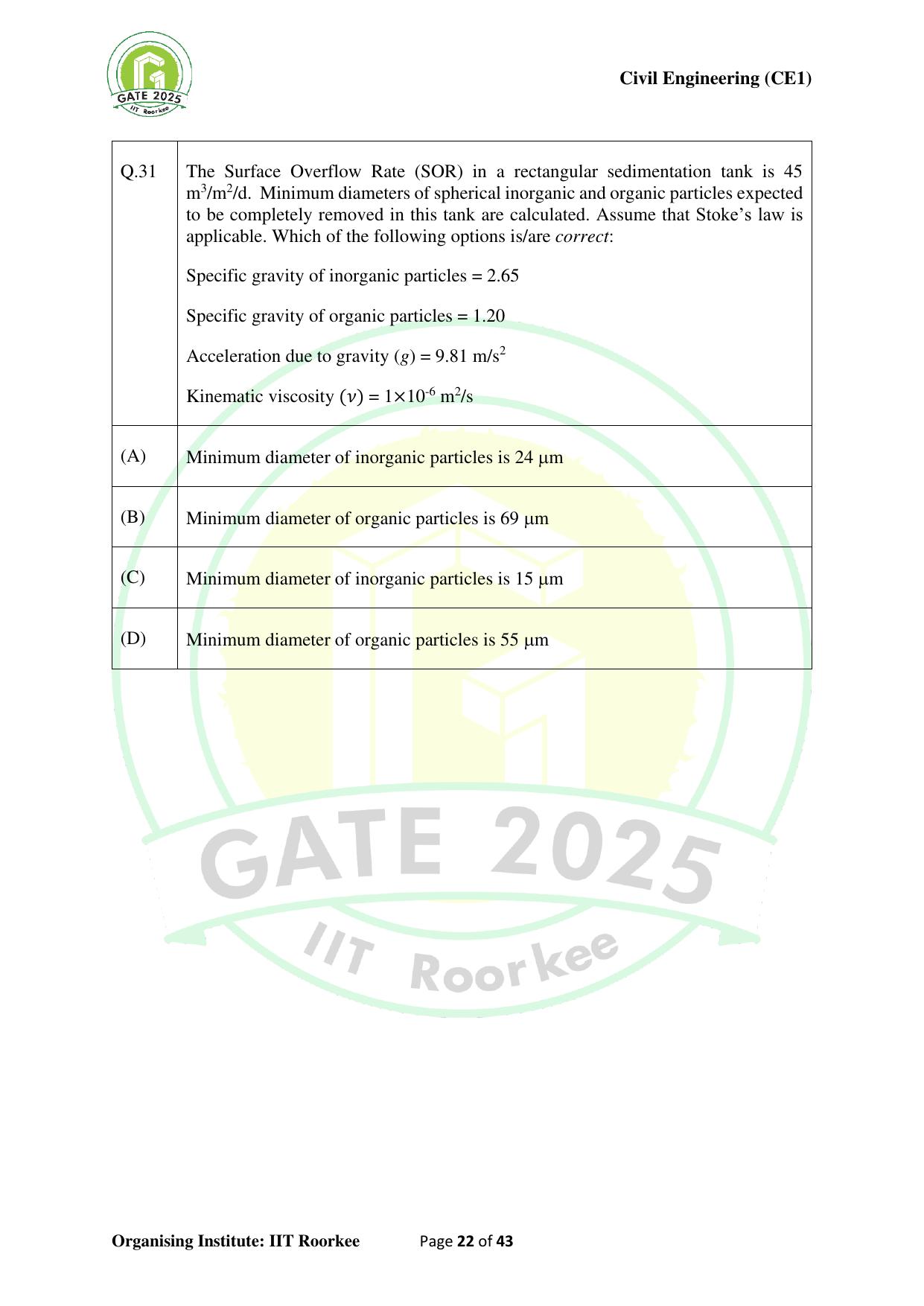 GATE 2025 Civil Engineering (CE-1) (Forenoon) Question Paper - Page 22