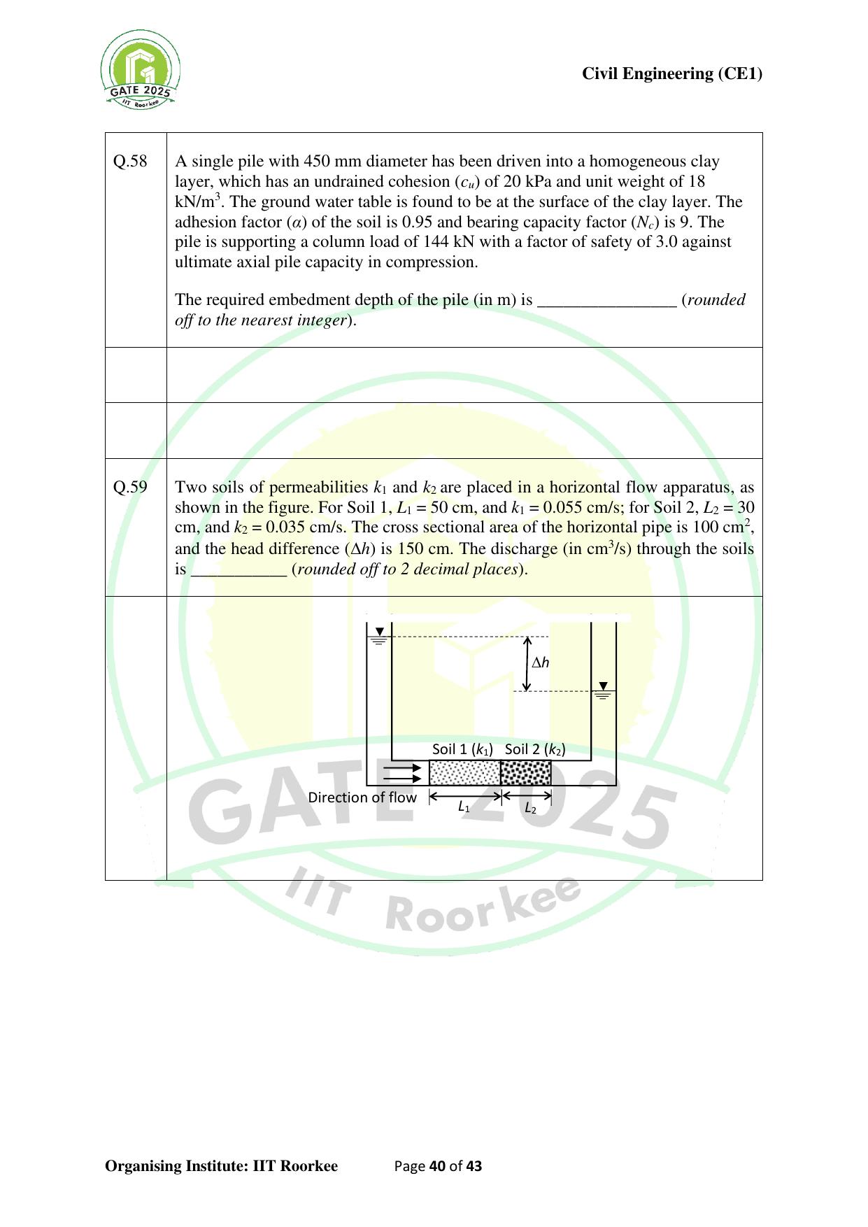 GATE 2025 Civil Engineering (CE-1) (Forenoon) Question Paper - Page 40