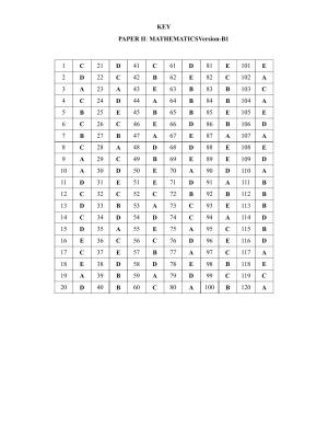 KEAM Paper II 2020 Answer Key