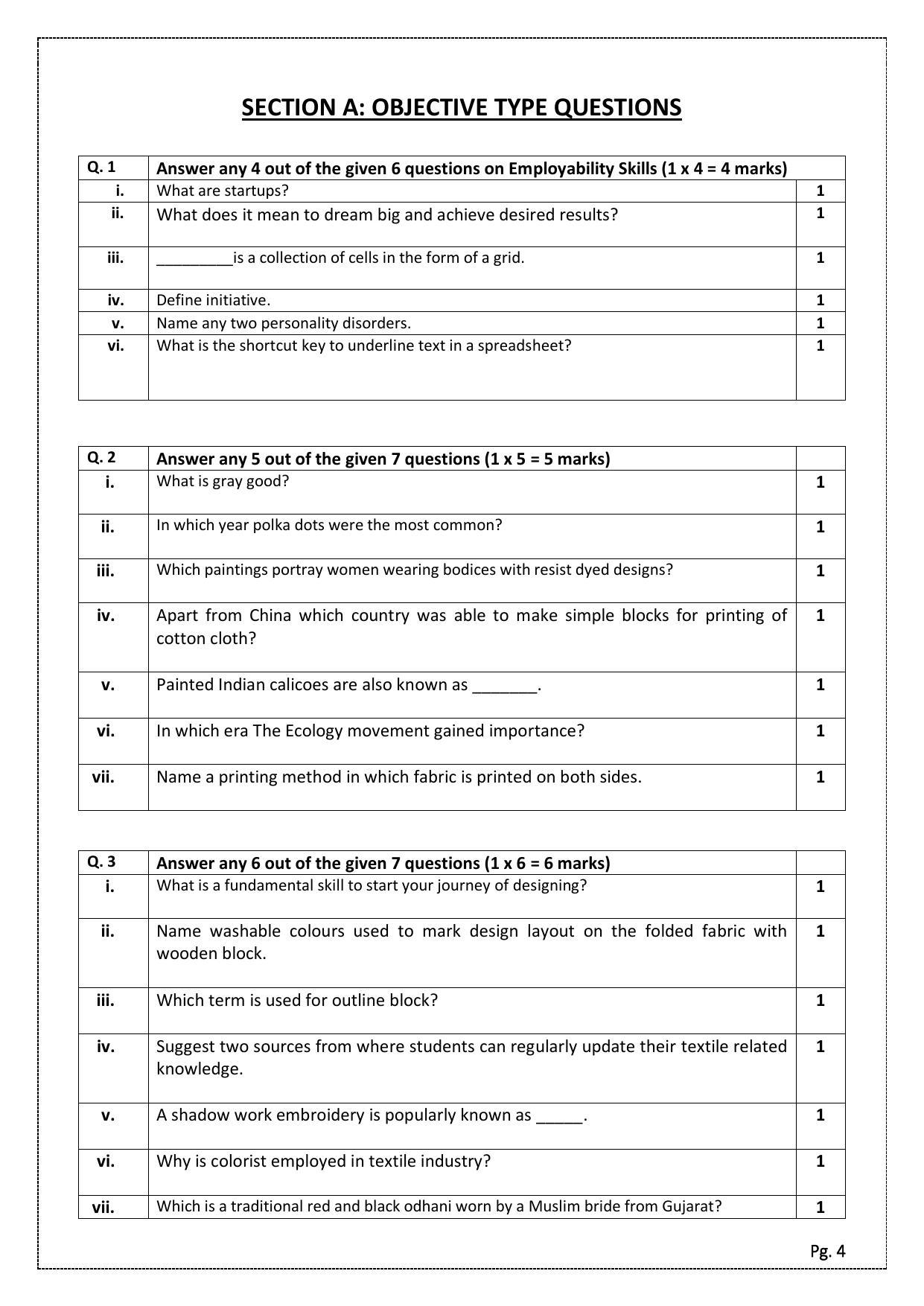 CBSE Class 10 Textile Design (Skill Education) Sample Papers 2023 - Page 4