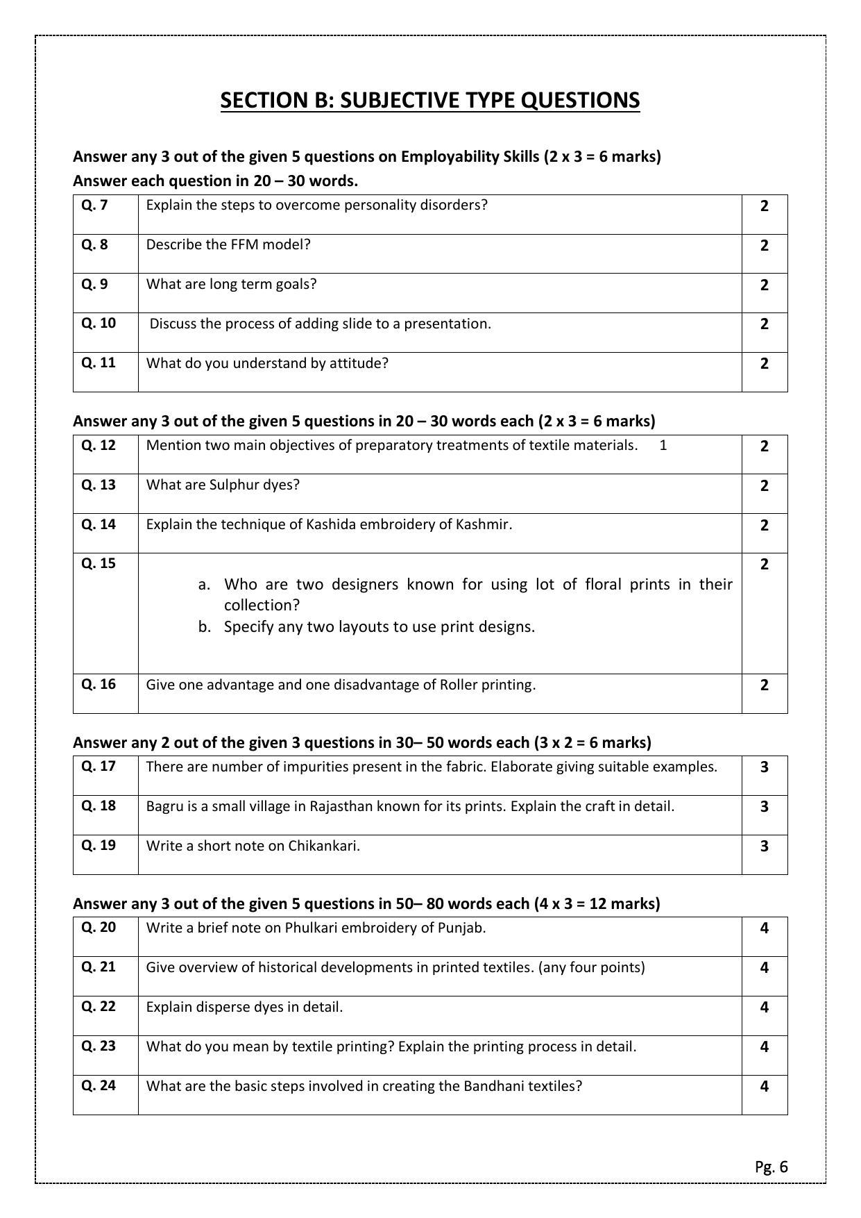 CBSE Class 10 Textile Design (Skill Education) Sample Papers 2023 - Page 6