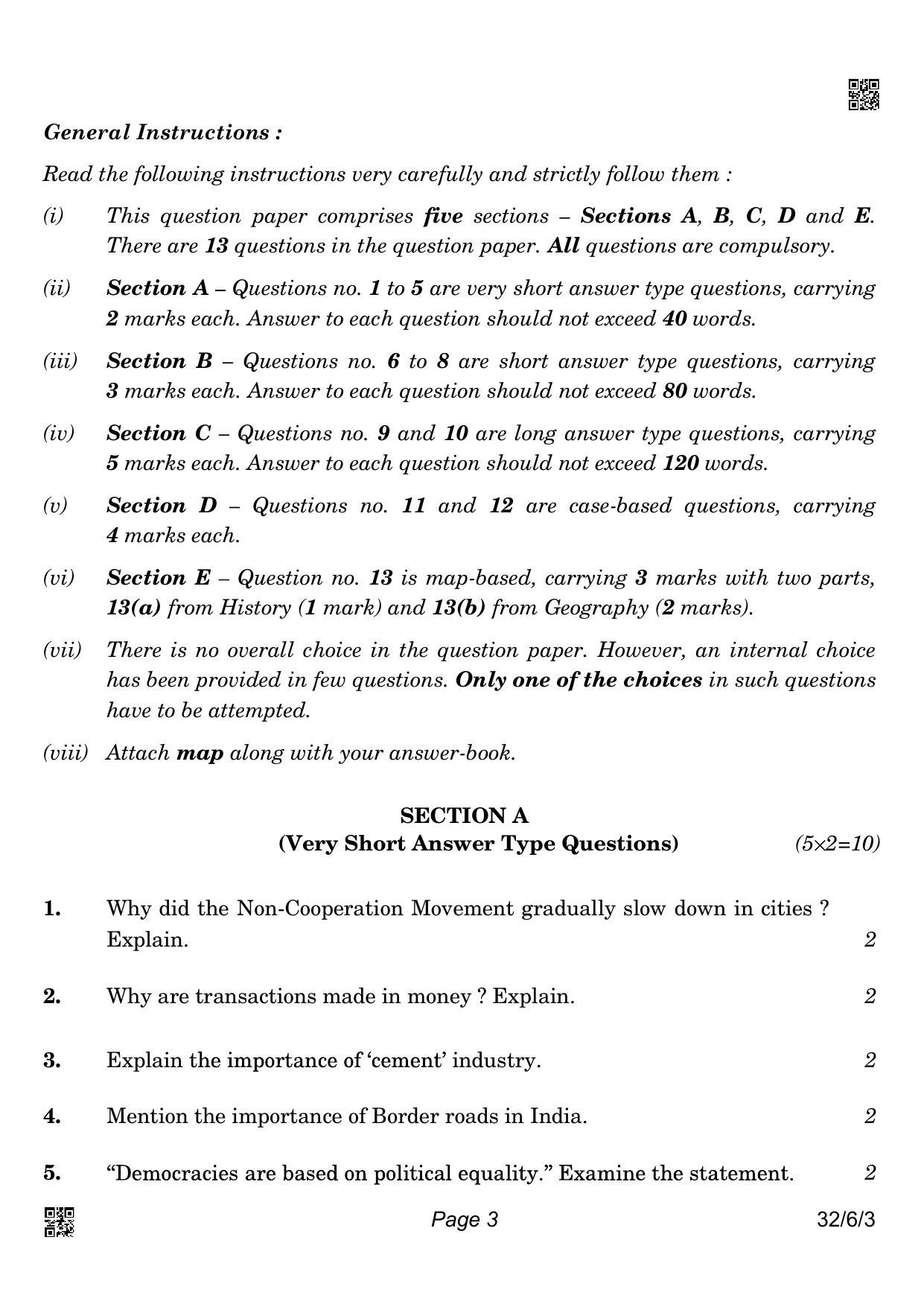 CBSE Class 10 32-6-3_Social Science 2022 Compartment Question Paper - Page 3