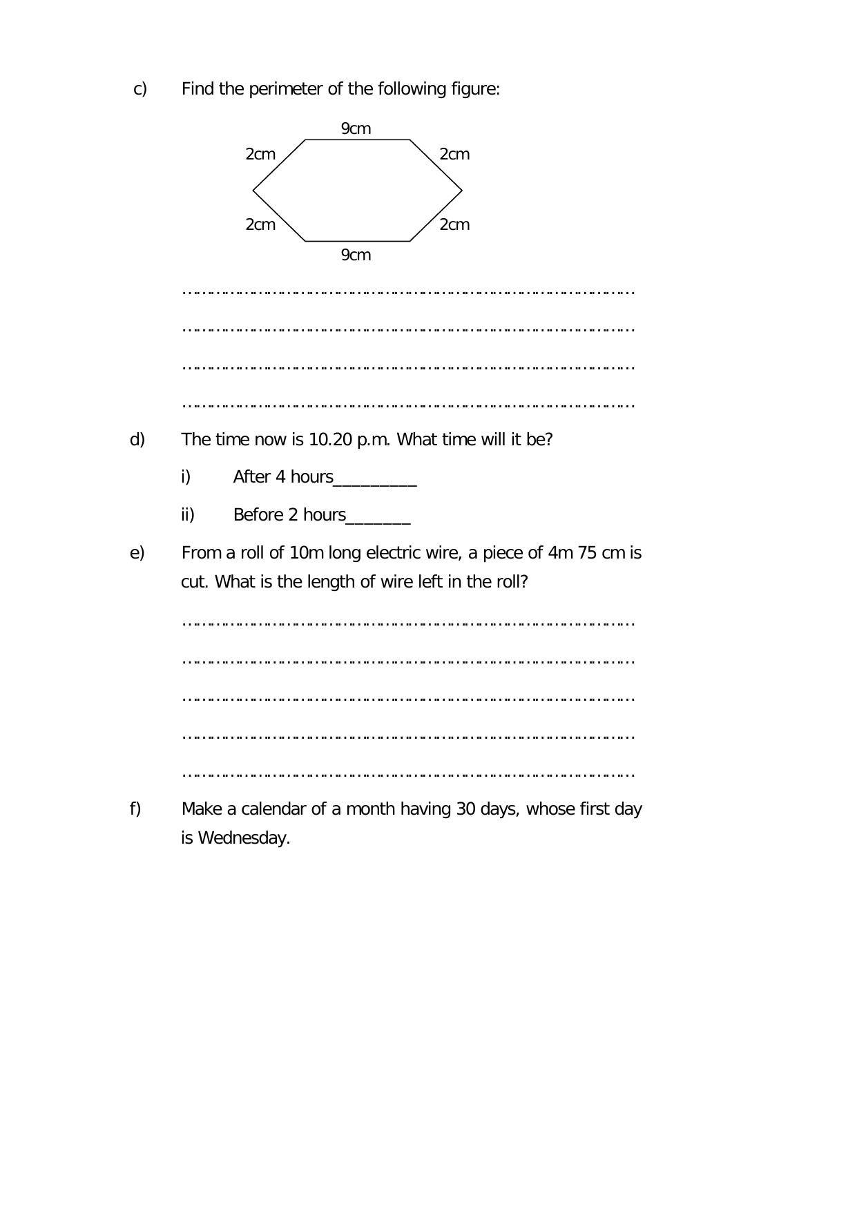 Worksheet for Class 4 Maths Assignment 15 - Page 2