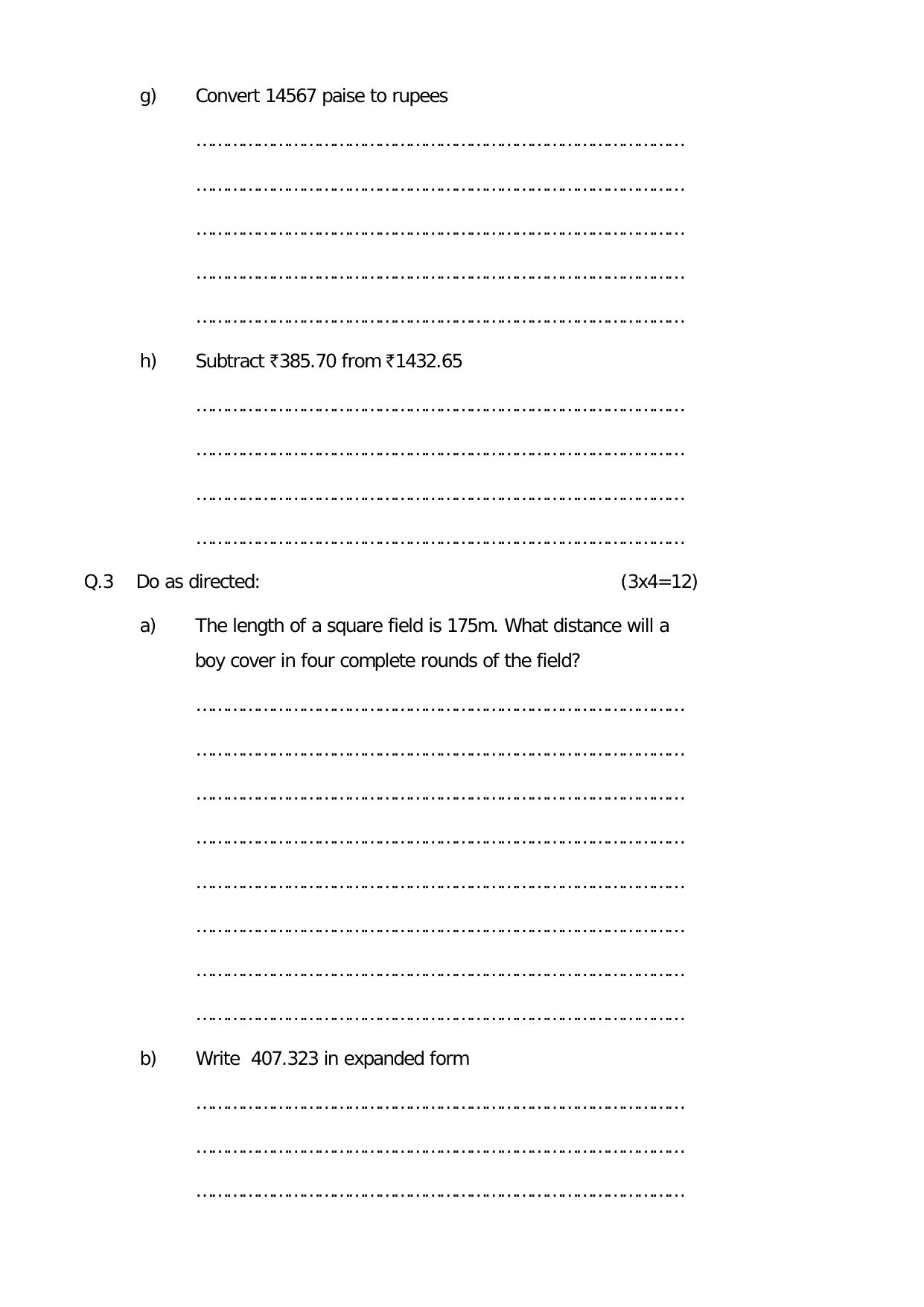 Worksheet for Class 4 Maths Assignment 15 - Page 3