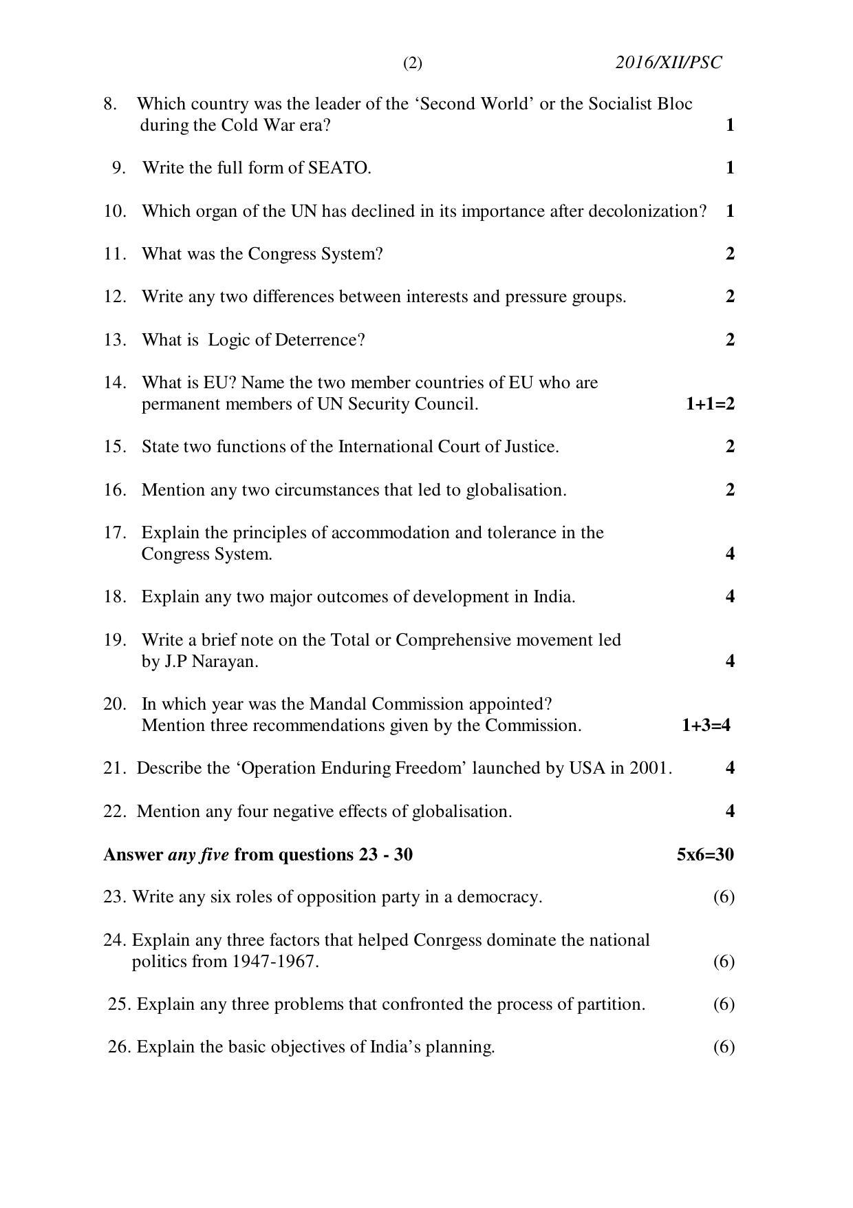 Nagaland Board Class 12 POLITICAL SCIENCE 2016 Question Papers - Page 2