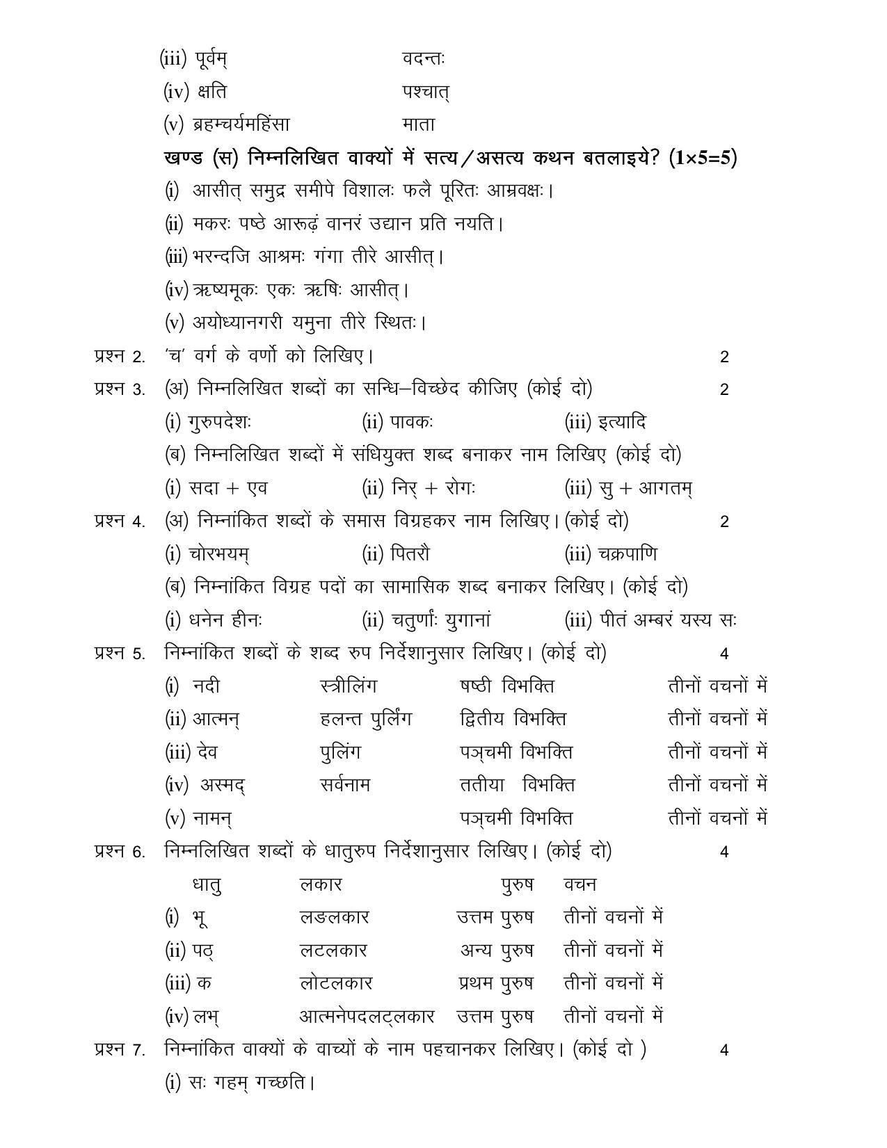 CGSOS Class 10th Model Question Paper - Sanskrit - V - Page 2