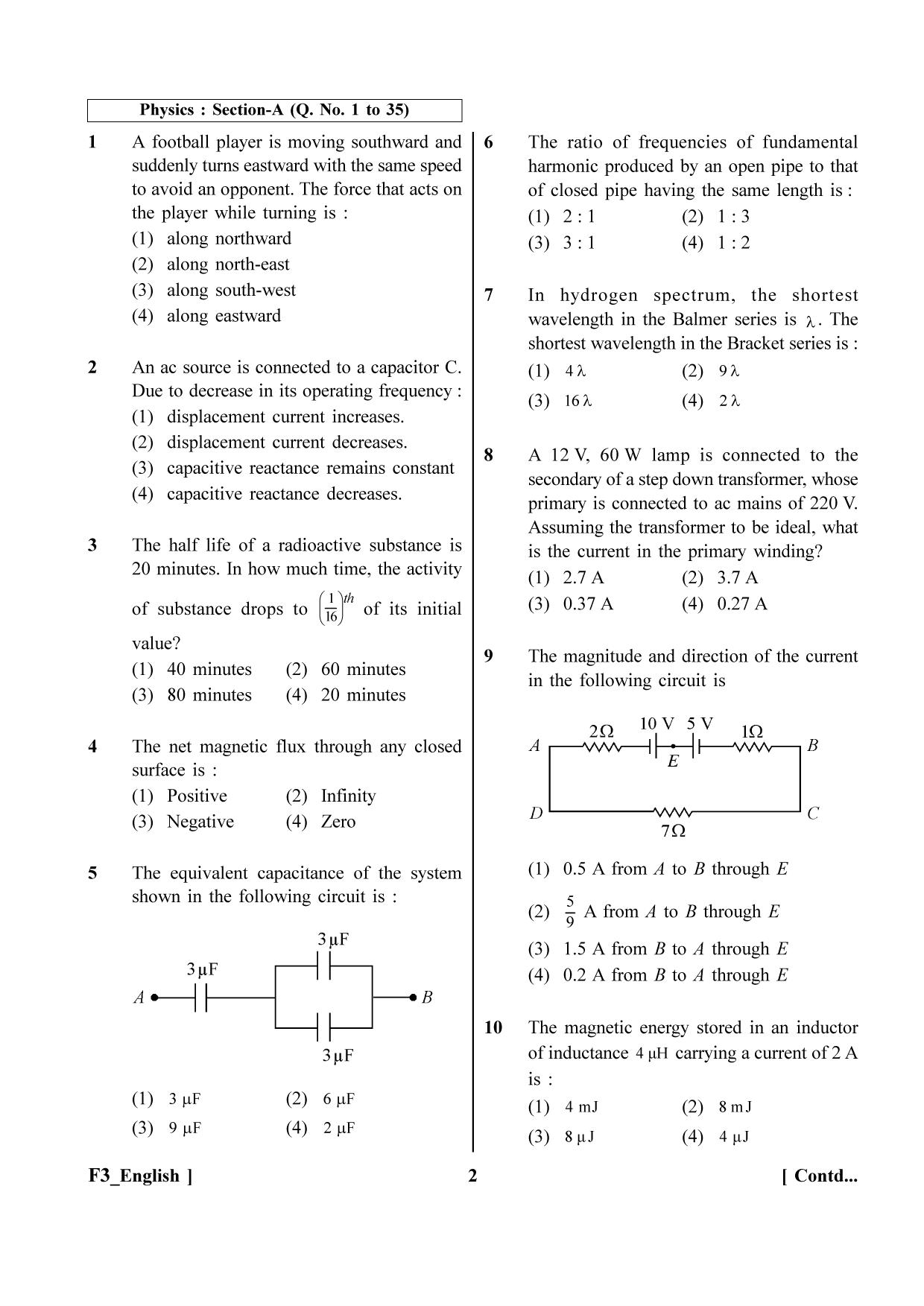 NEET 2023 F3 Question Paper - Page 2