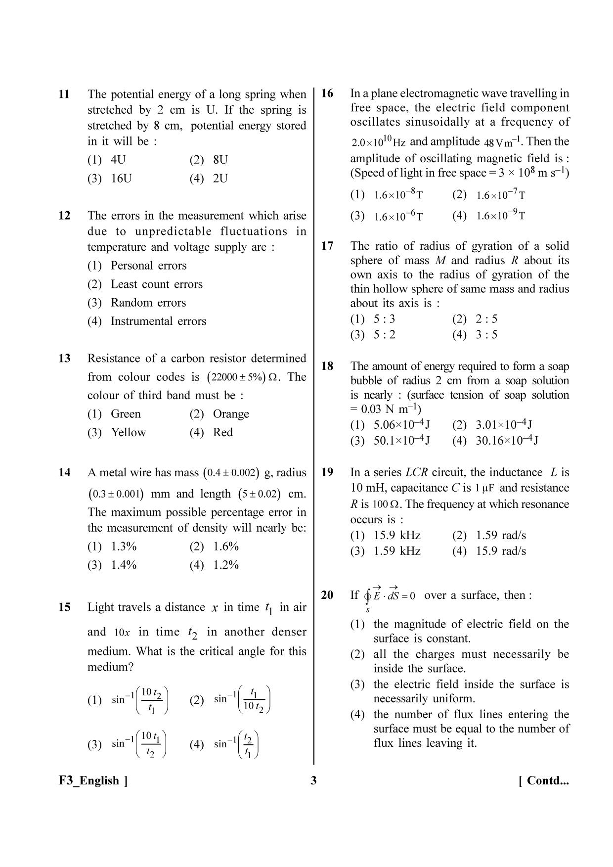 NEET 2023 F3 Question Paper - Page 3
