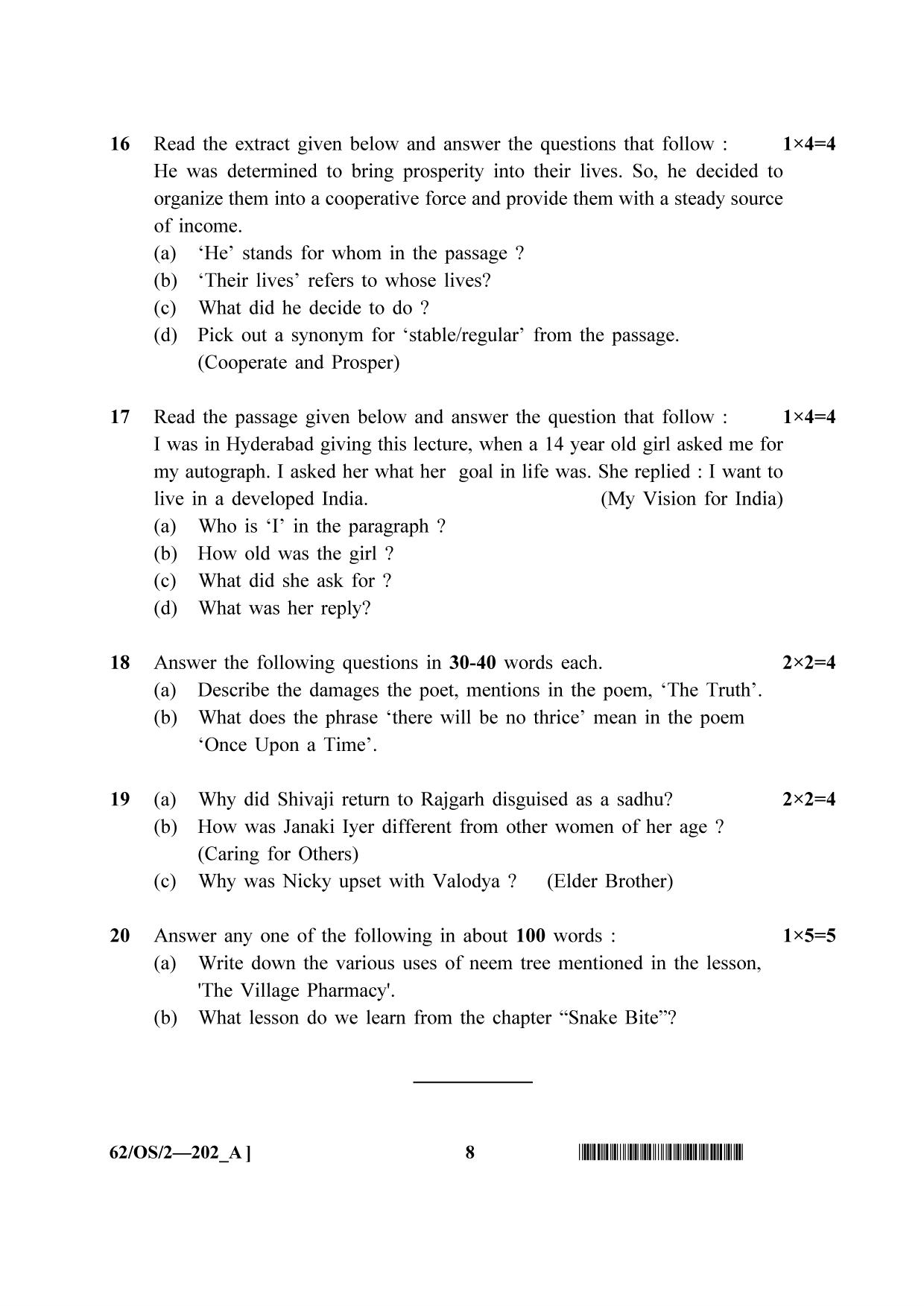 NIOS October 2021 Class 10 English Question Paper - Page 8