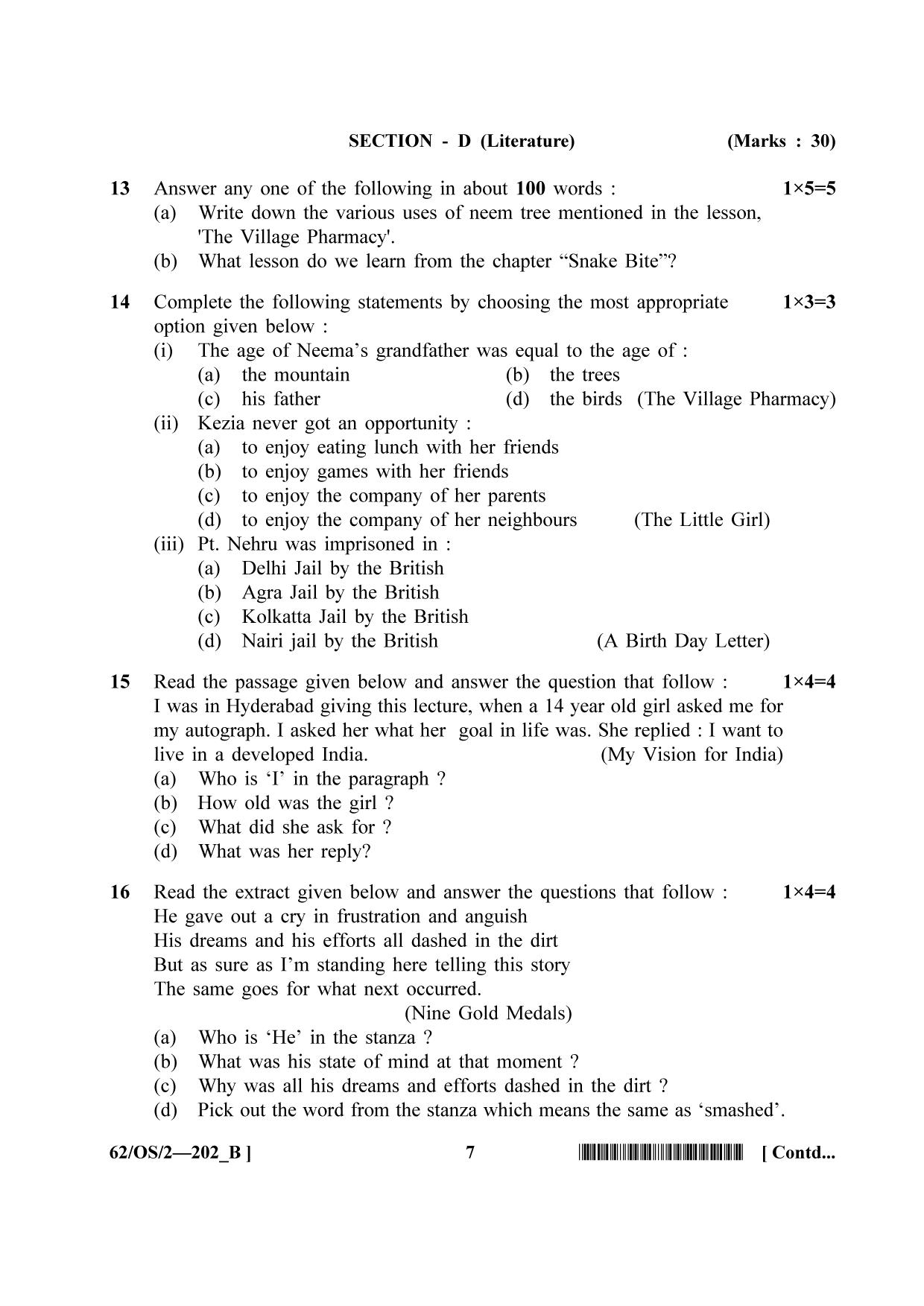 NIOS October 2021 Class 10 English Question Paper - Page 15