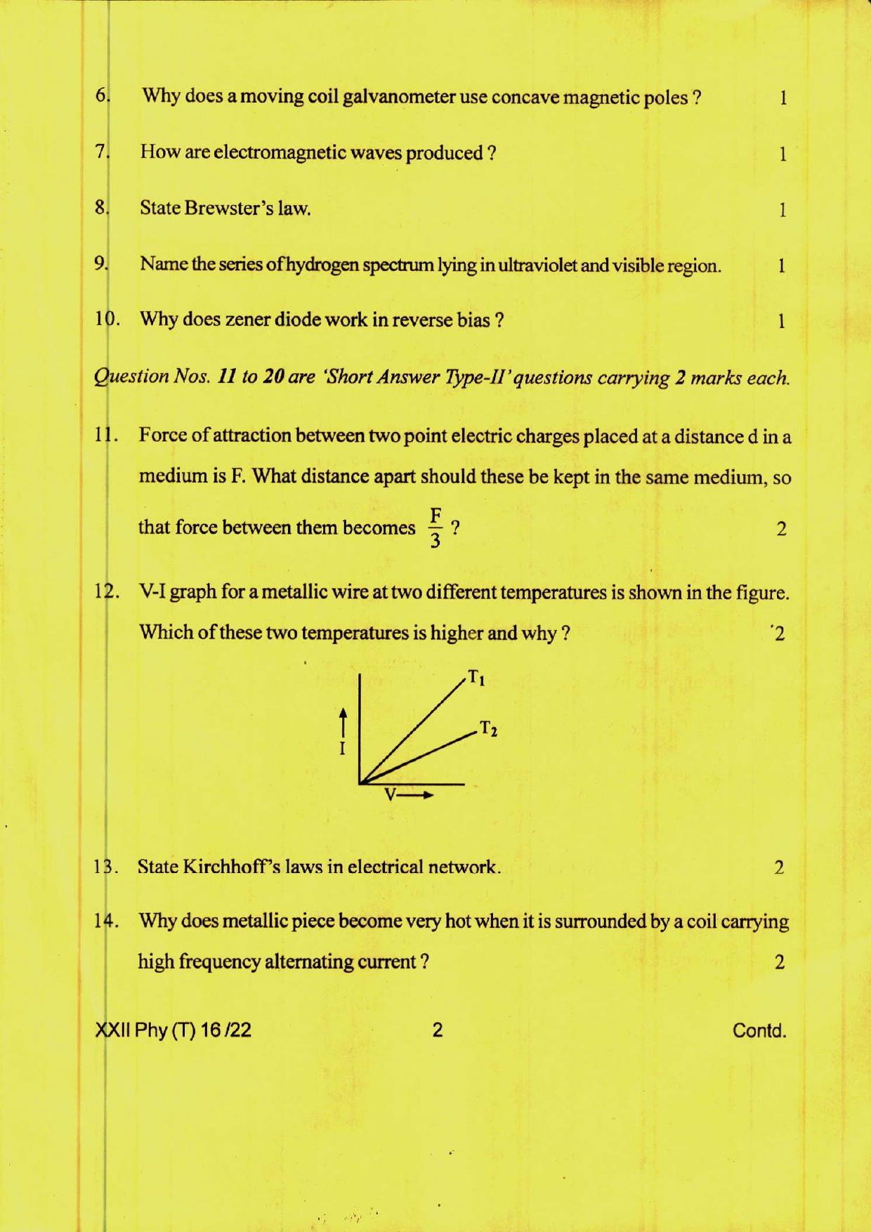 COHSEM 12th Question Papers 2022 Physics - Page 2