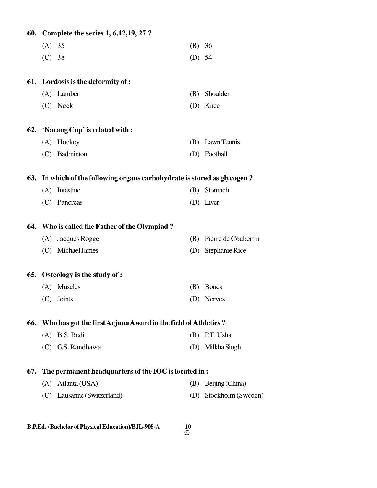 PU CET PG 2016 Question Paper Part II (SET A) - Page 9