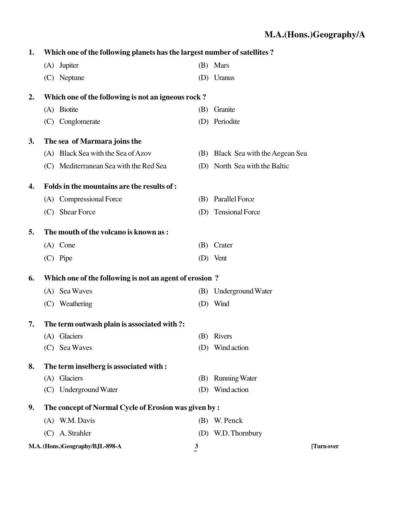 PU CET PG 2016 Question Paper Part II (SET A) - Page 14