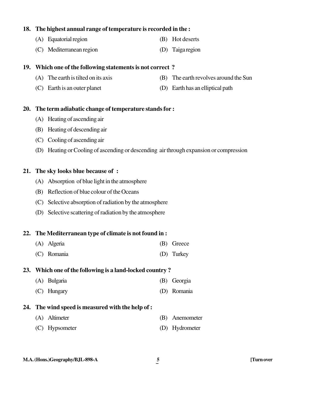 PU CET PG 2016 Question Paper Part II (SET A) - Page 16