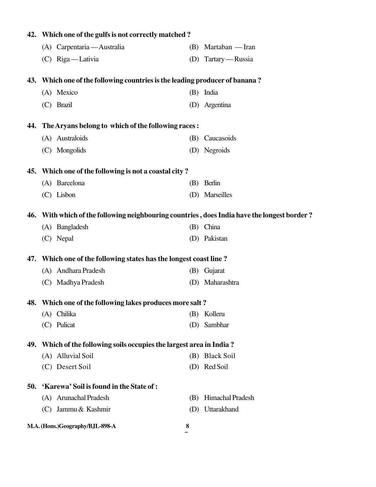 PU CET PG 2016 Question Paper Part II (SET A) - Page 19