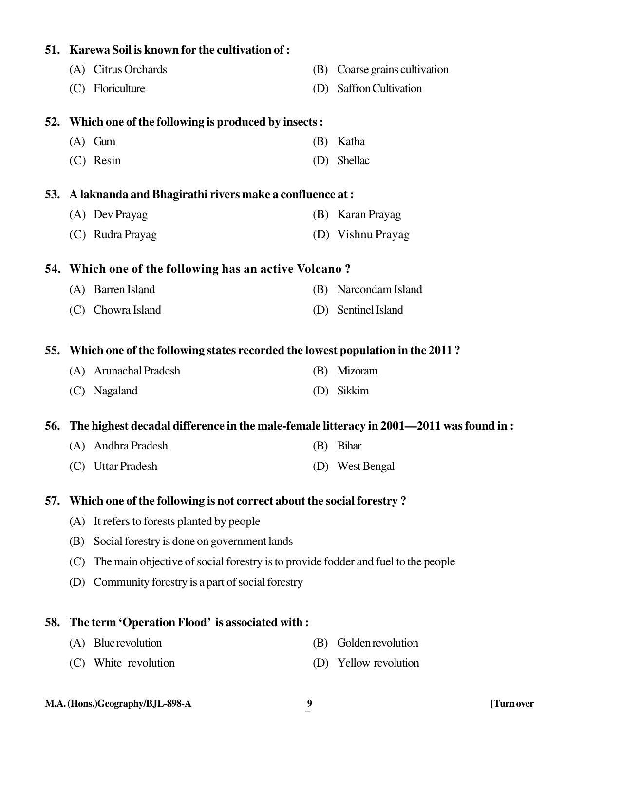 PU CET PG 2016 Question Paper Part II (SET A) - Page 20