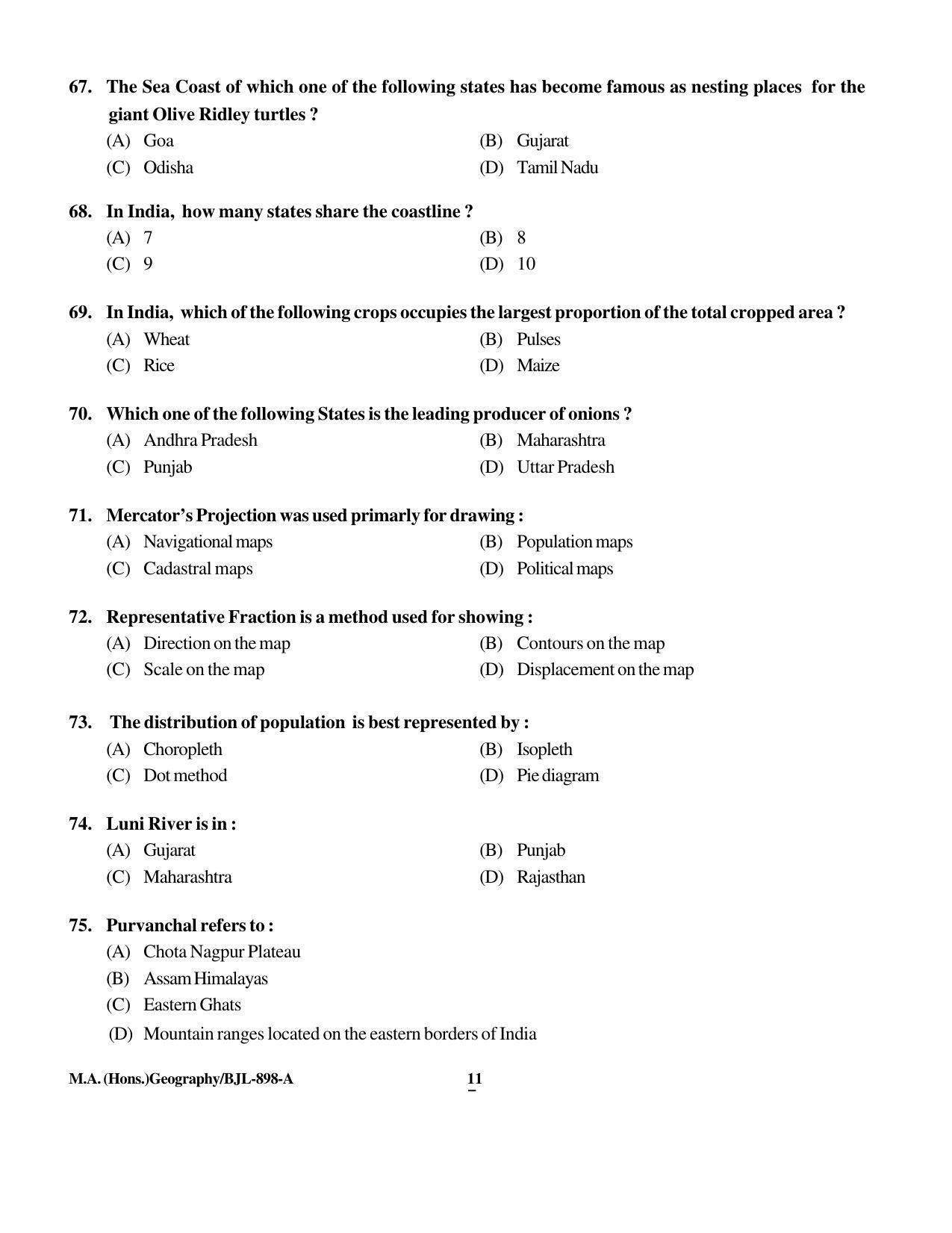 PU CET PG 2016 Question Paper Part II (SET A) - Page 22