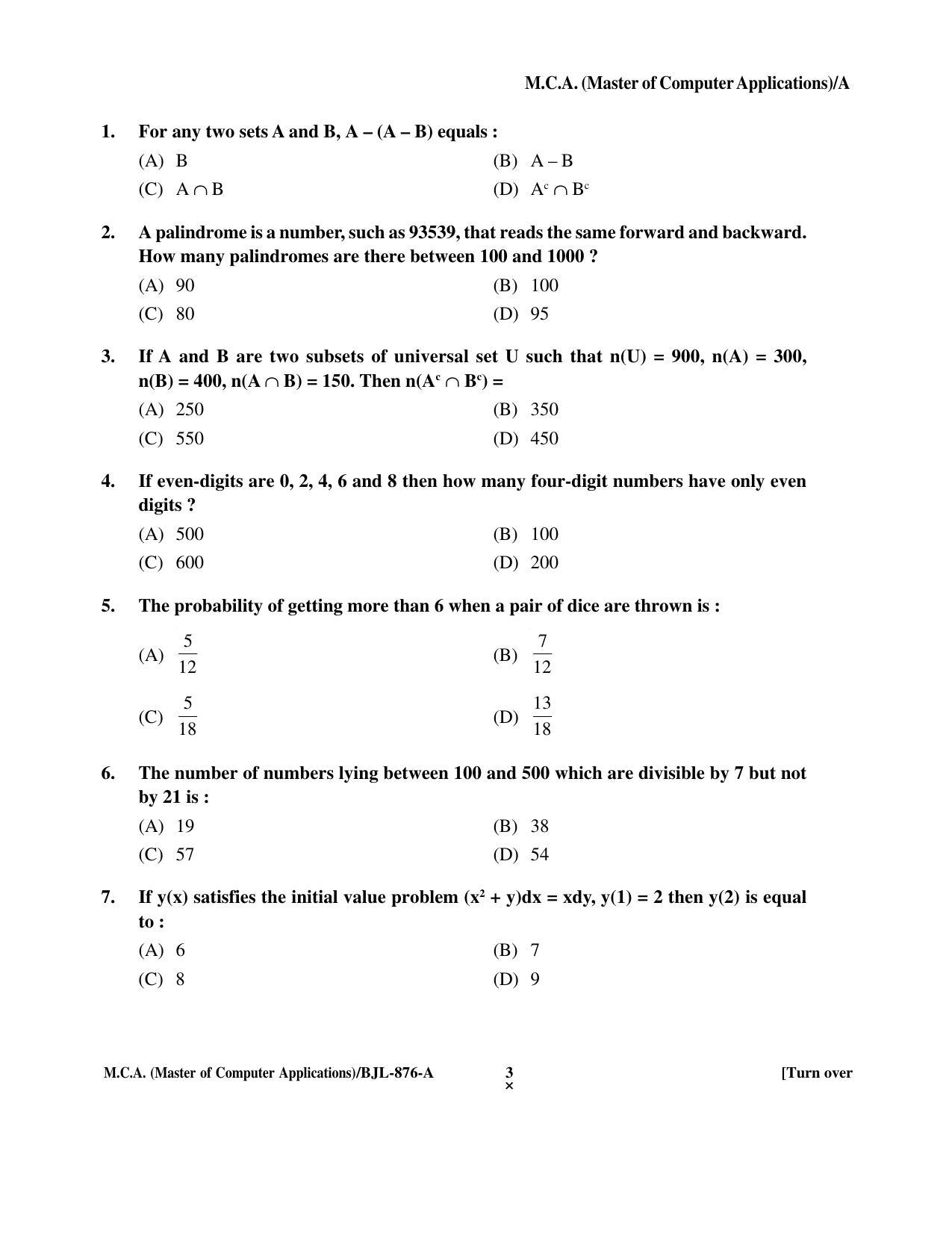 PU CET PG 2016 Question Paper Part II (SET A) - Page 26