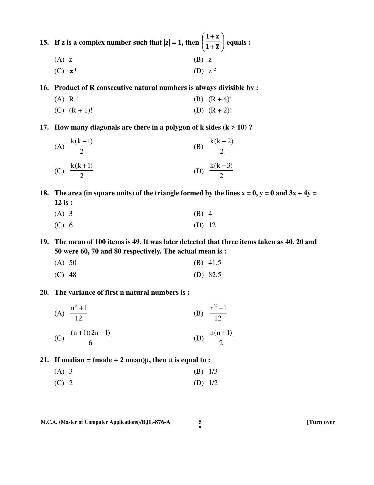PU CET PG 2016 Question Paper Part II (SET A) - Page 28