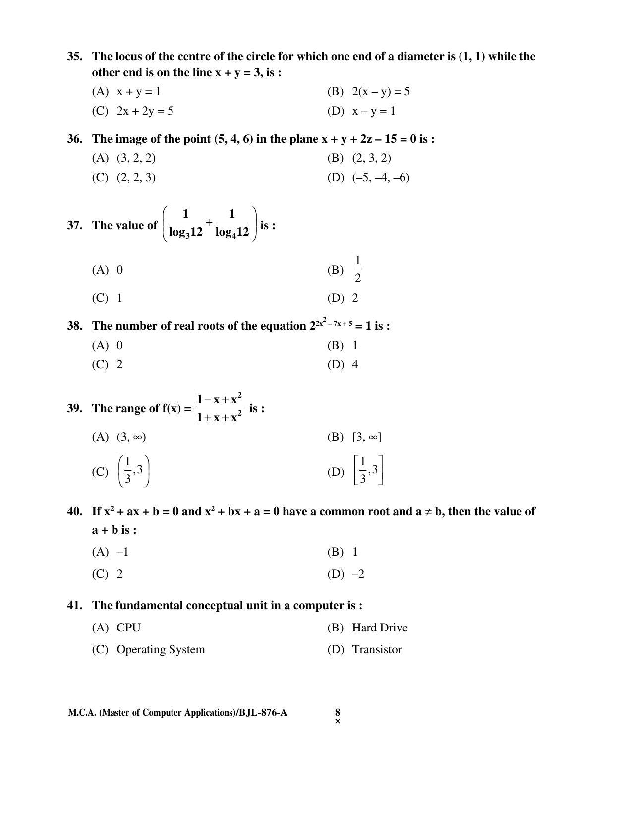 PU CET PG 2016 Question Paper Part II (SET A) - Page 31