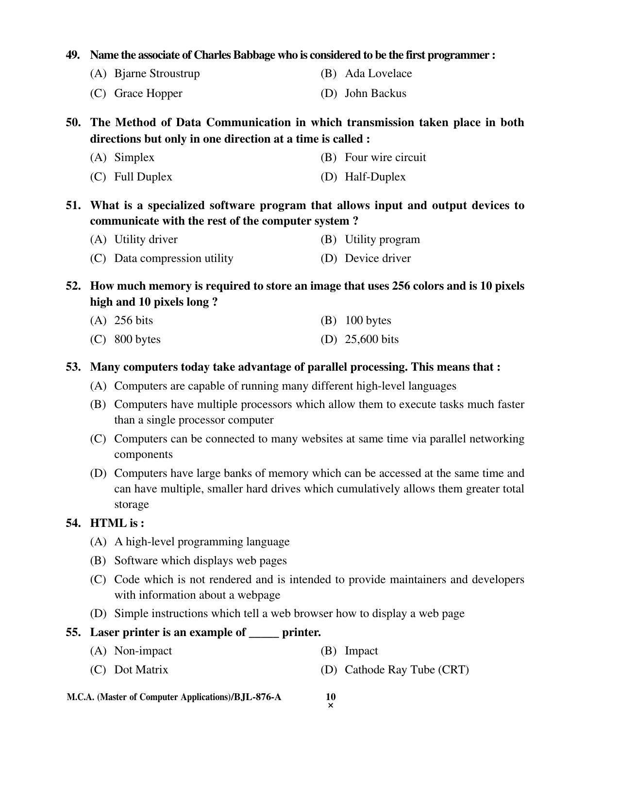 PU CET PG 2016 Question Paper Part II (SET A) - Page 33