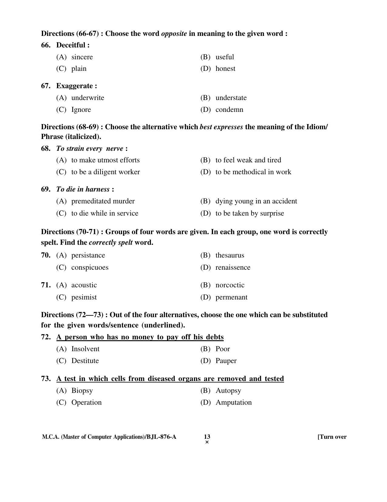 PU CET PG 2016 Question Paper Part II (SET A) - Page 36