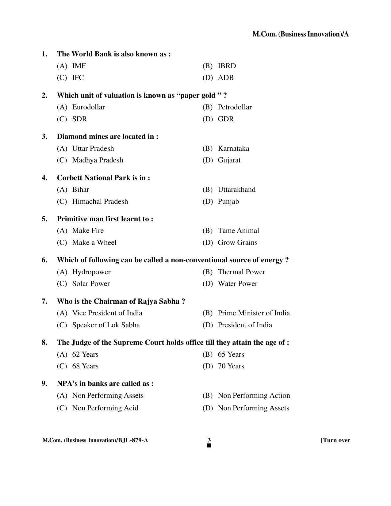 PU CET PG 2016 Question Paper Part II (SET A) - Page 42