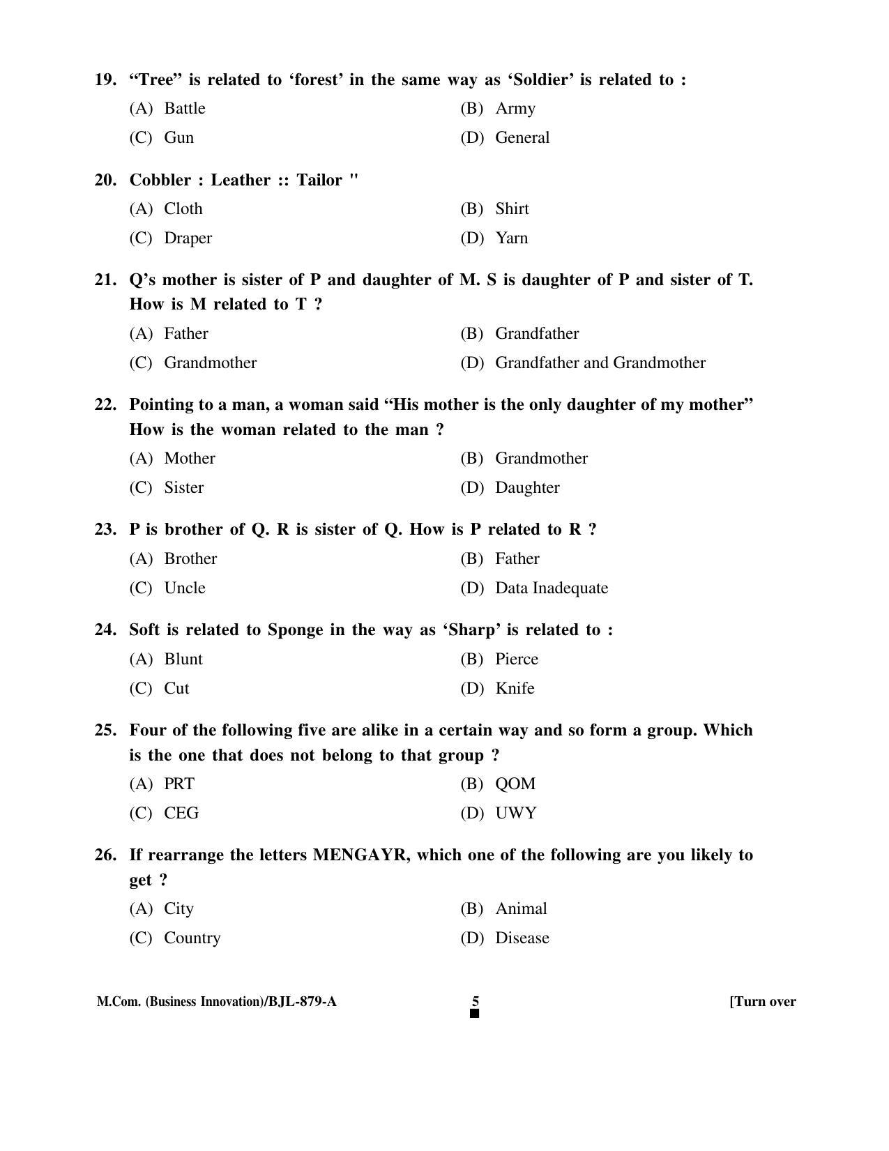 PU CET PG 2016 Question Paper Part II (SET A) - Page 44