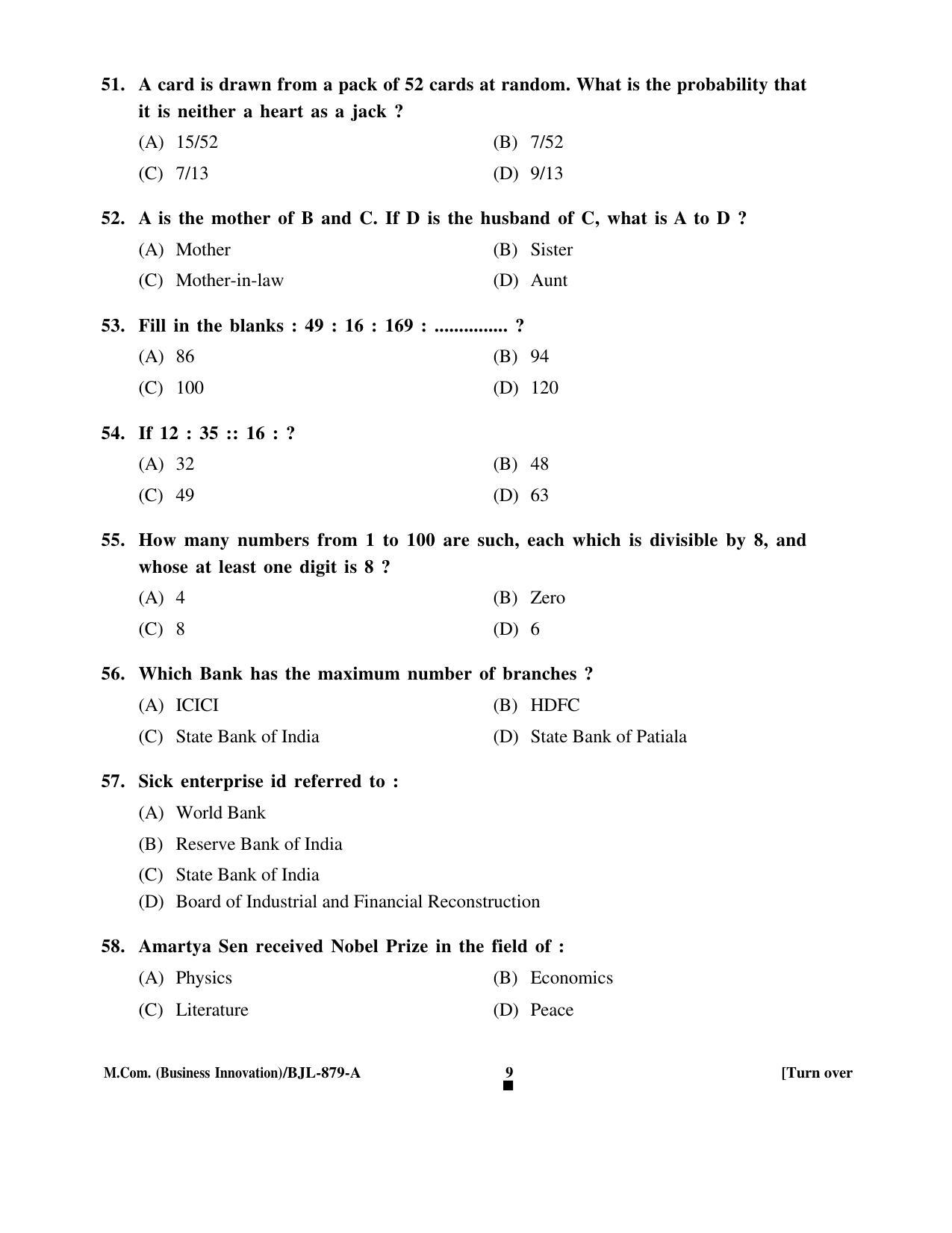 PU CET PG 2016 Question Paper Part II (SET A) - Page 48