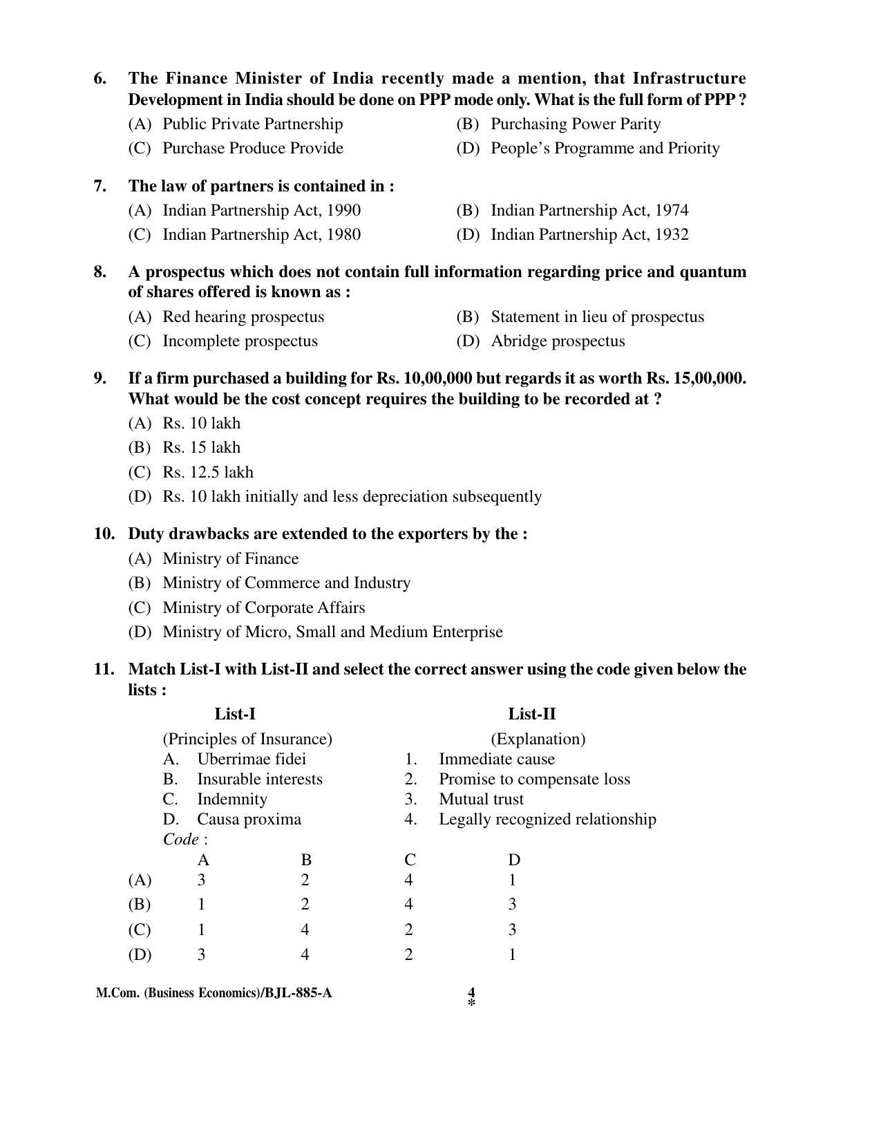 PU CET PG 2016 Question Paper Part II (SET A) - Page 54