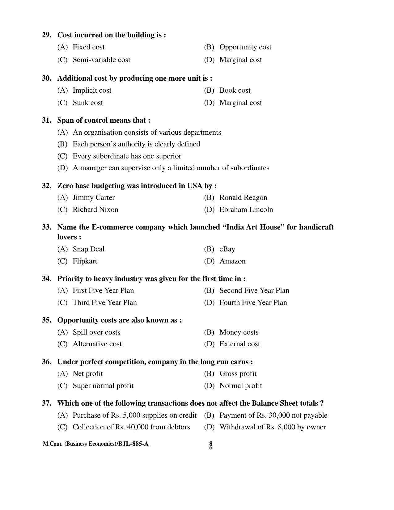 PU CET PG 2016 Question Paper Part II (SET A) - Page 58