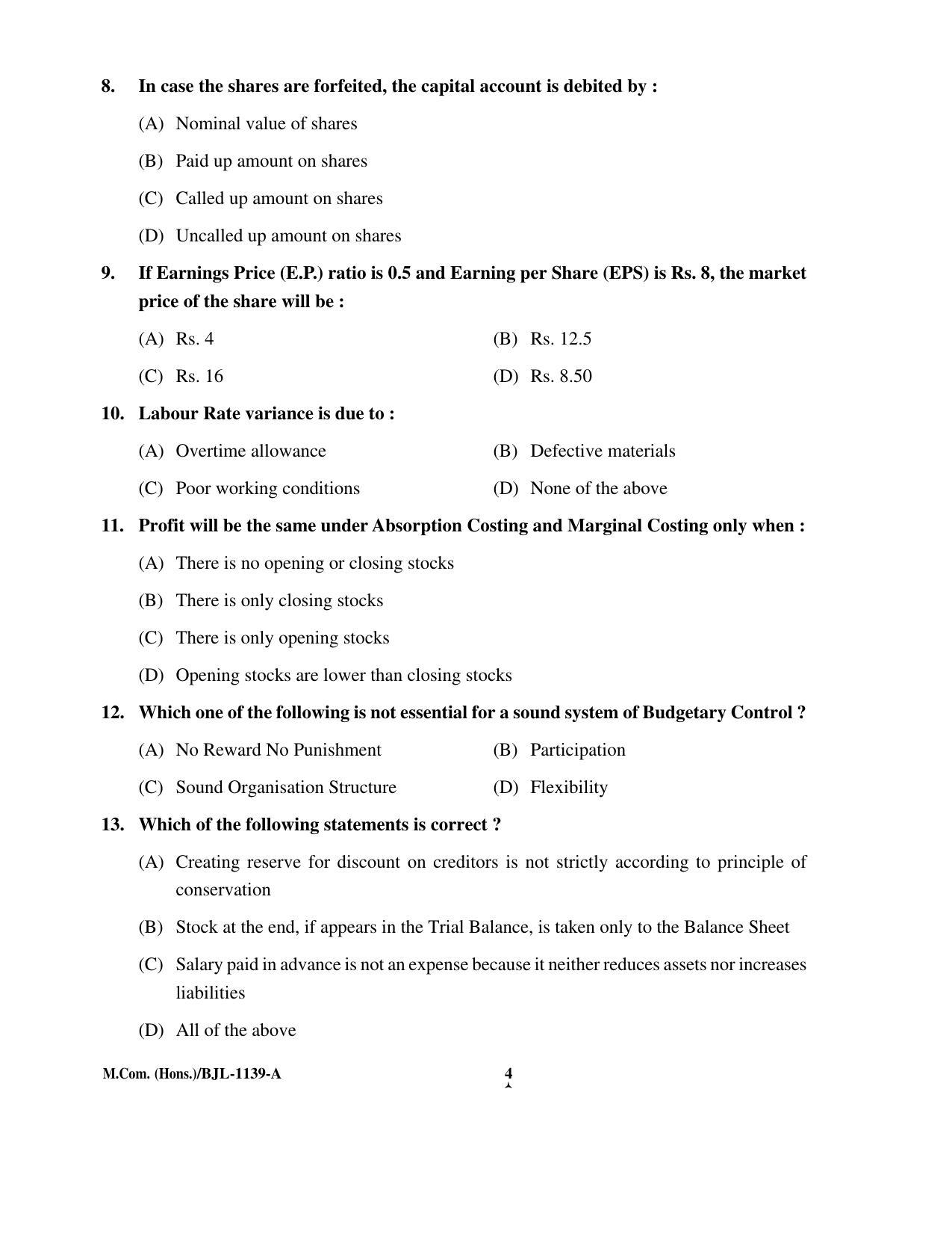 PU CET PG 2016 Question Paper Part II (SET A) - Page 70